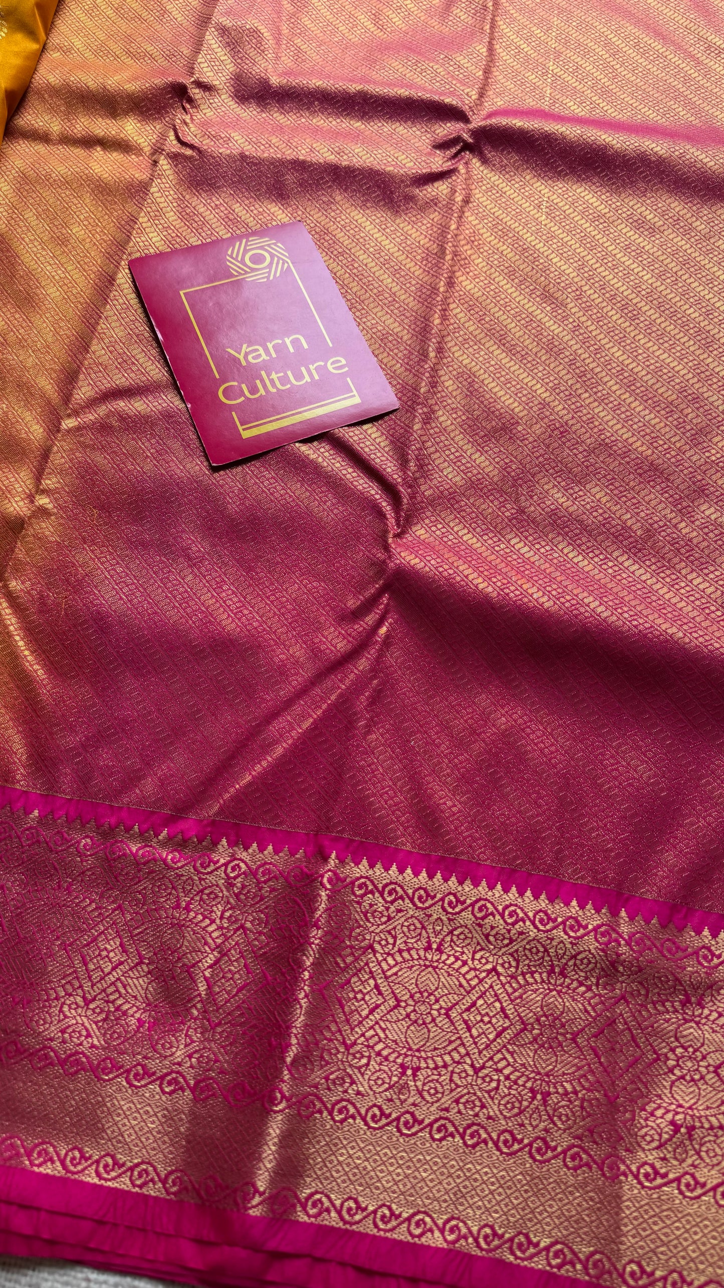 Suhani - yellow with hot pink, handloom korvai semi silk - YCCOTNFEJUKS03
