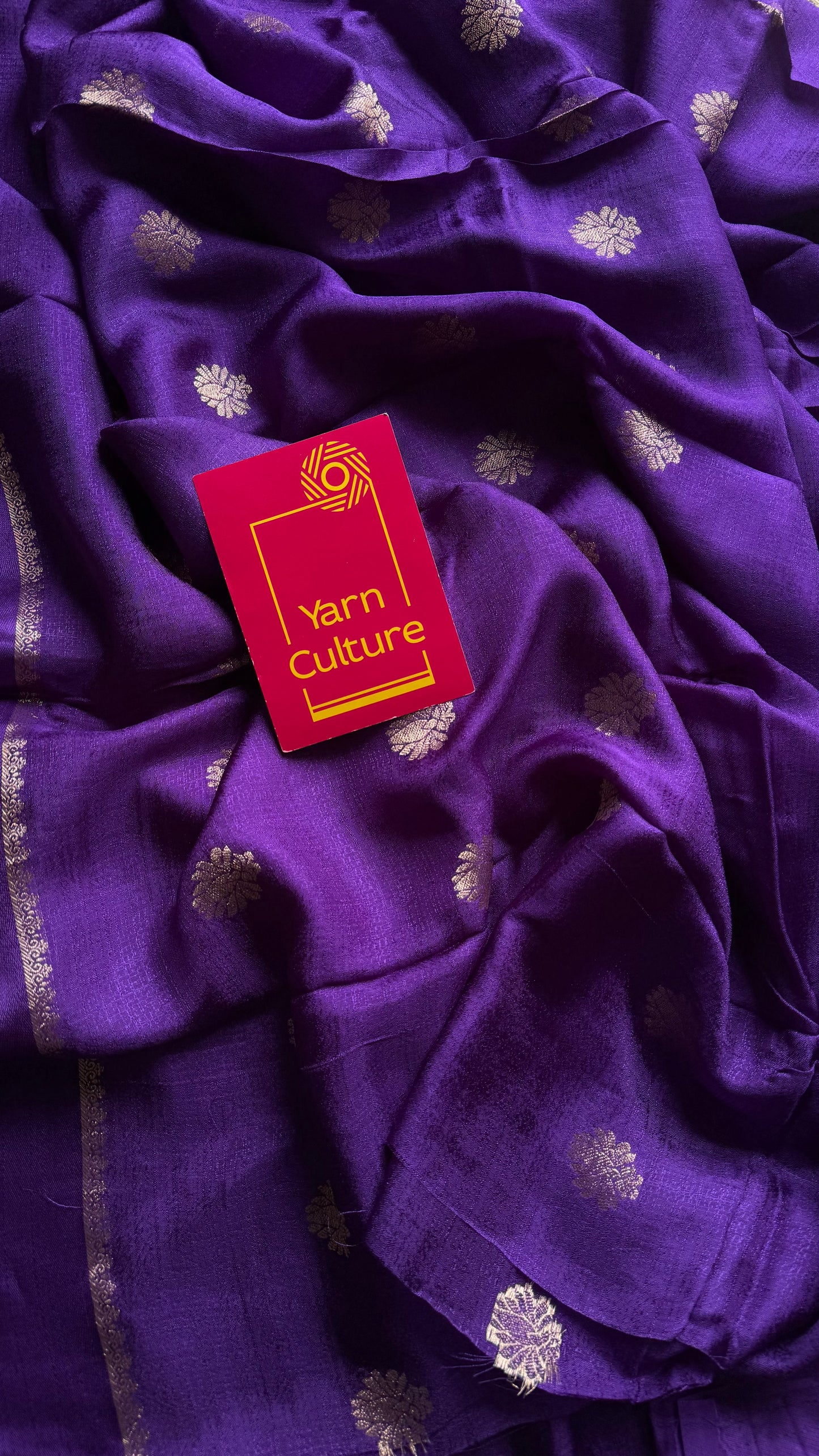 Deep purple in khadi silk, zari motifs - YCDOSFE17