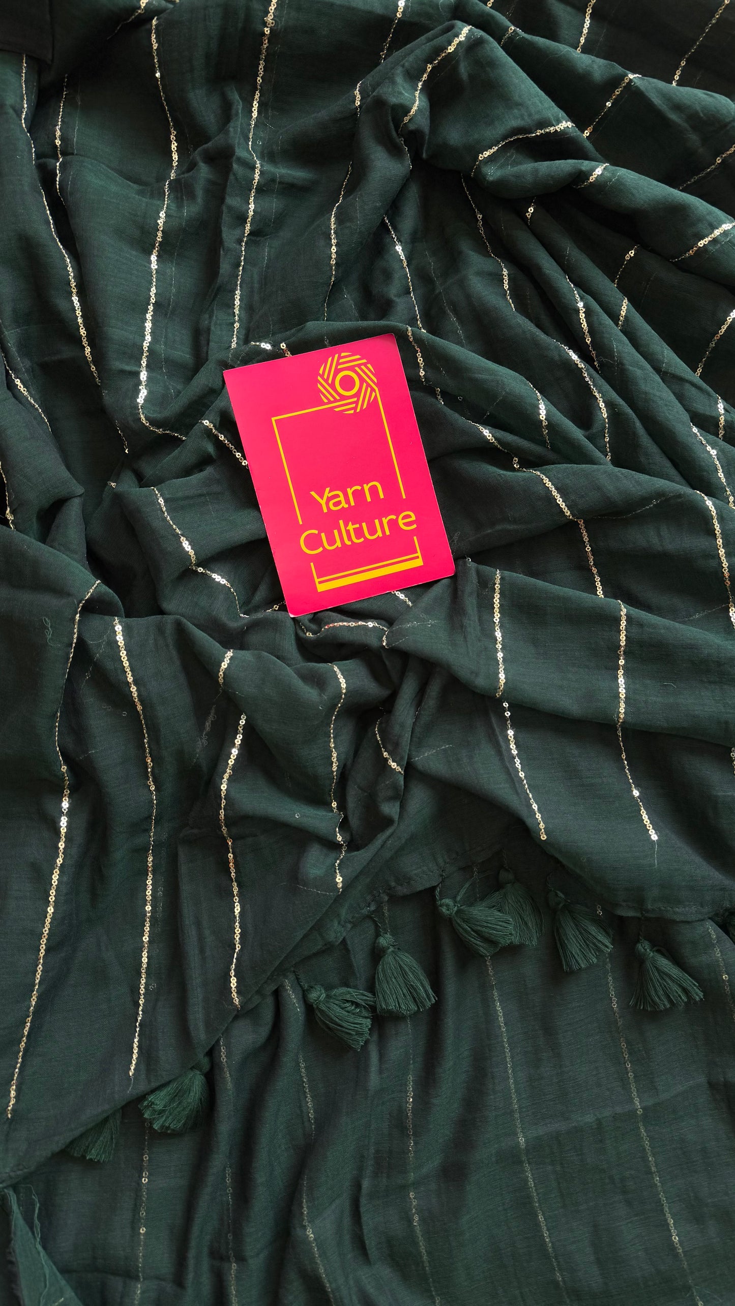 Dark green mul with silver sequins - YCBCMCLSE53