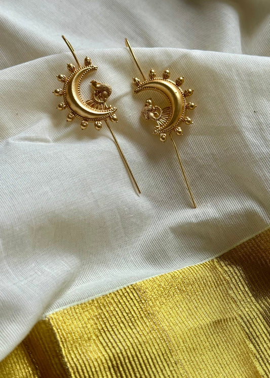 Gold plated earcuff, peacock - YCGPECF413