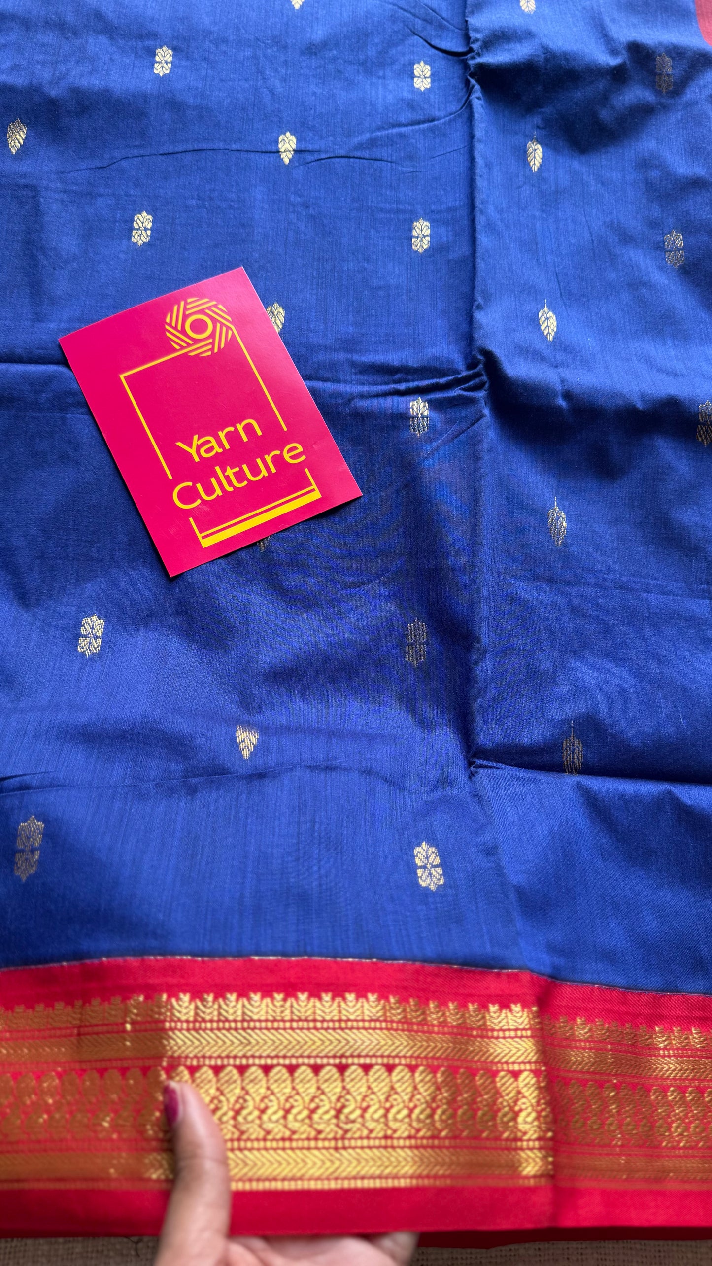 Royal blue with red, cotton silk - YCCOTNOCKCS13