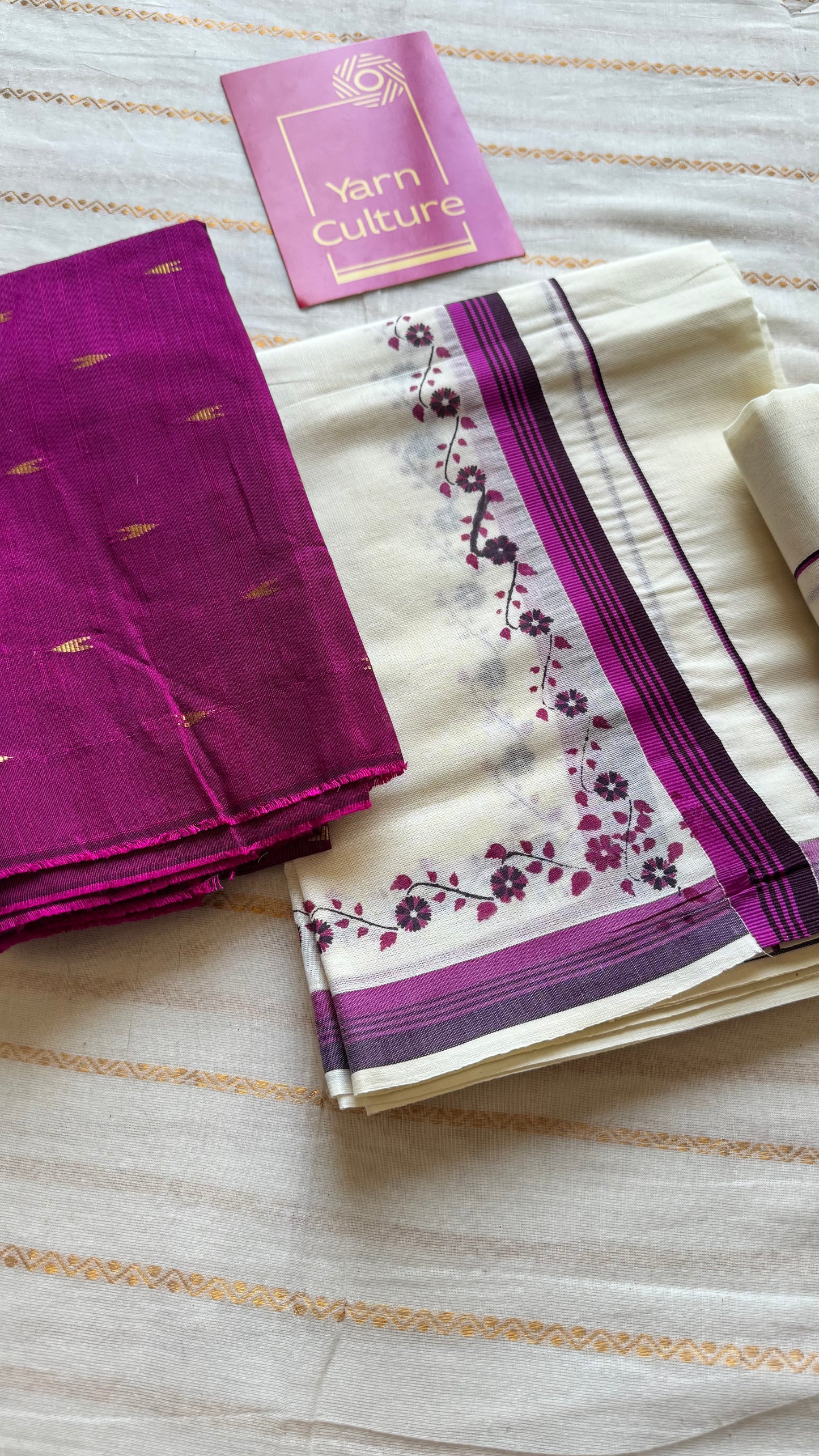 Set mund, purple pink and dark brown flowers - YCIEON108