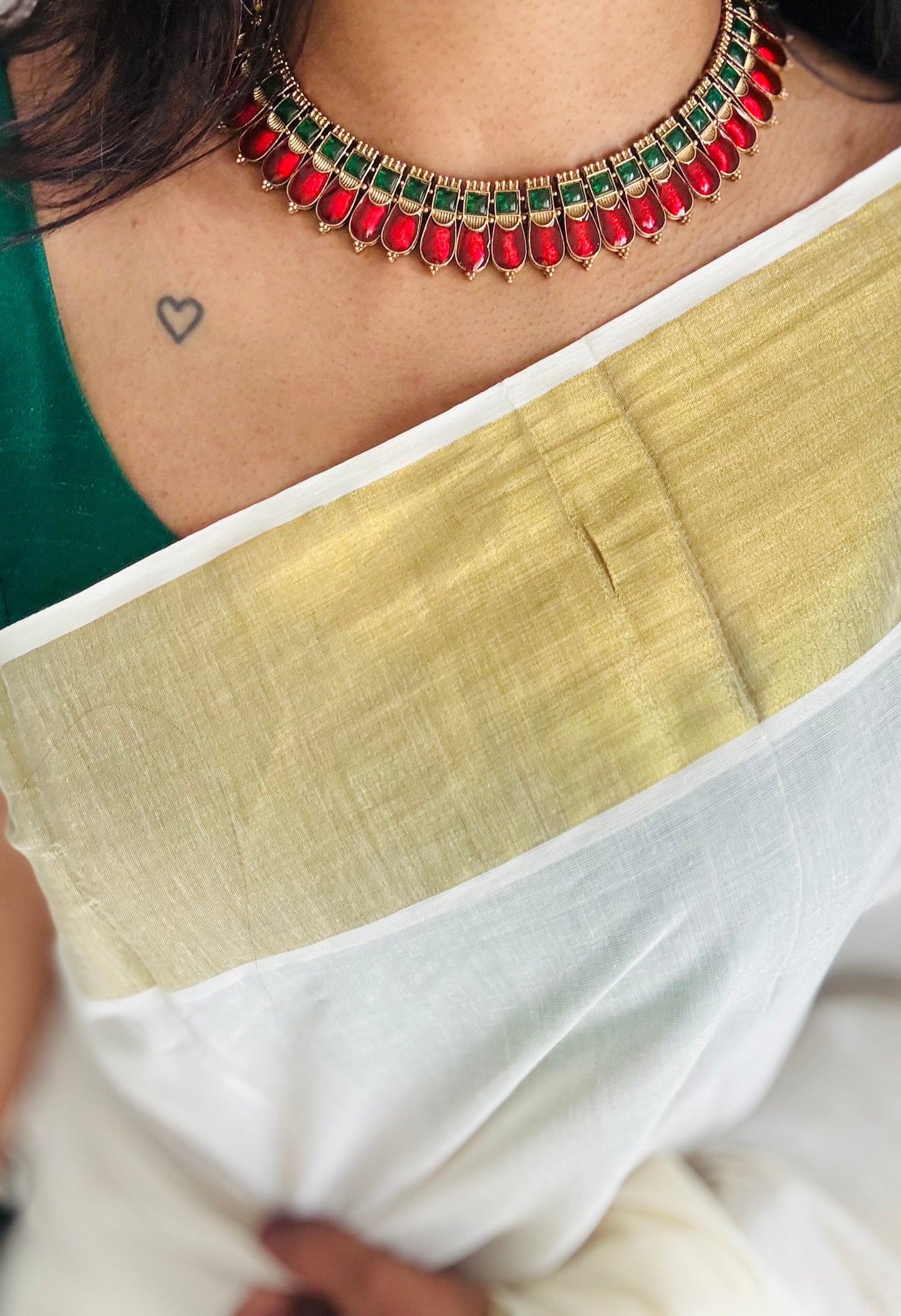 Red nagapadam necklace with jhumkas - YCAGC137