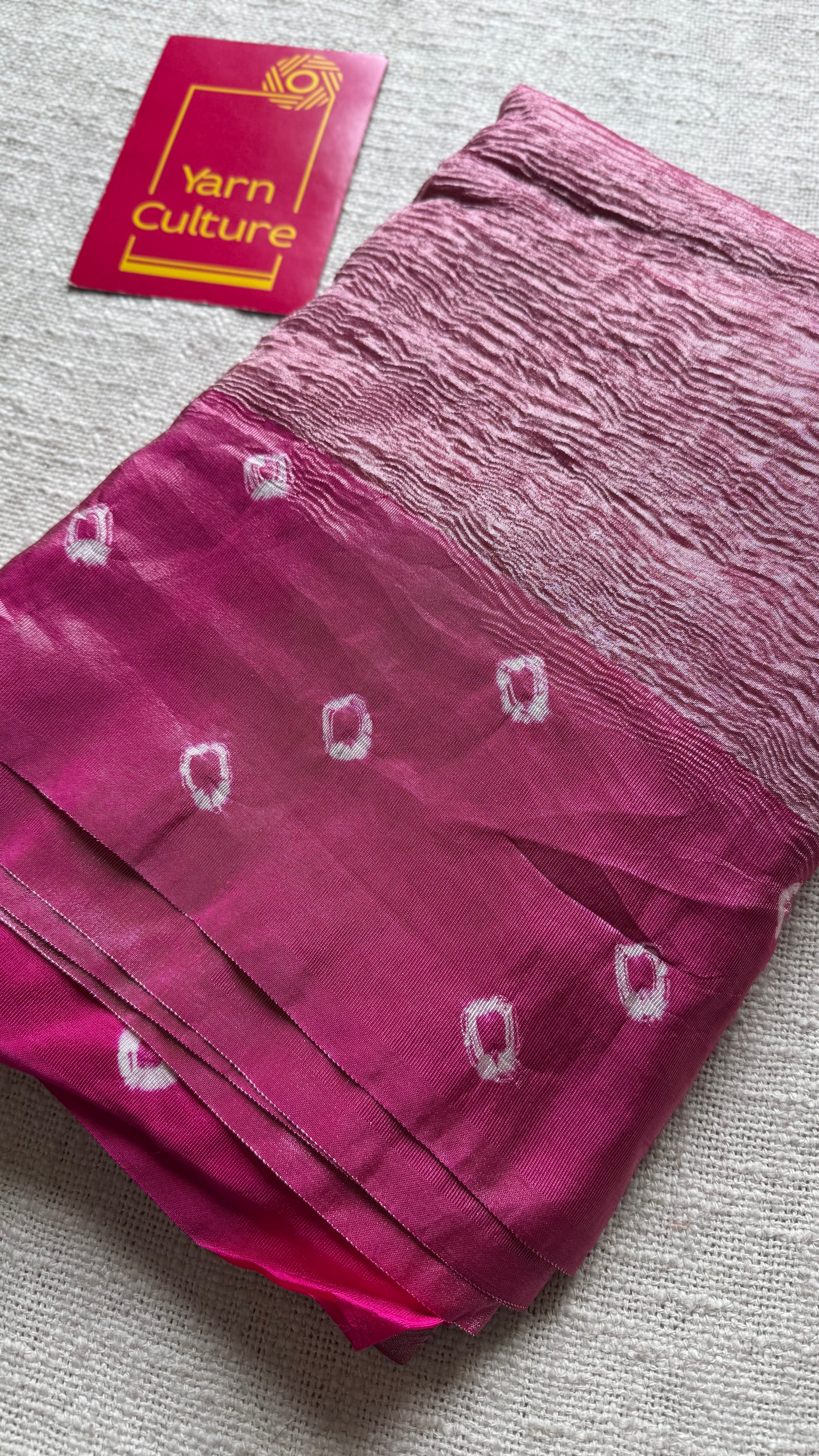 Hot Pink in crushed tissue, with bandhni borders in art silk - YCBLFE20