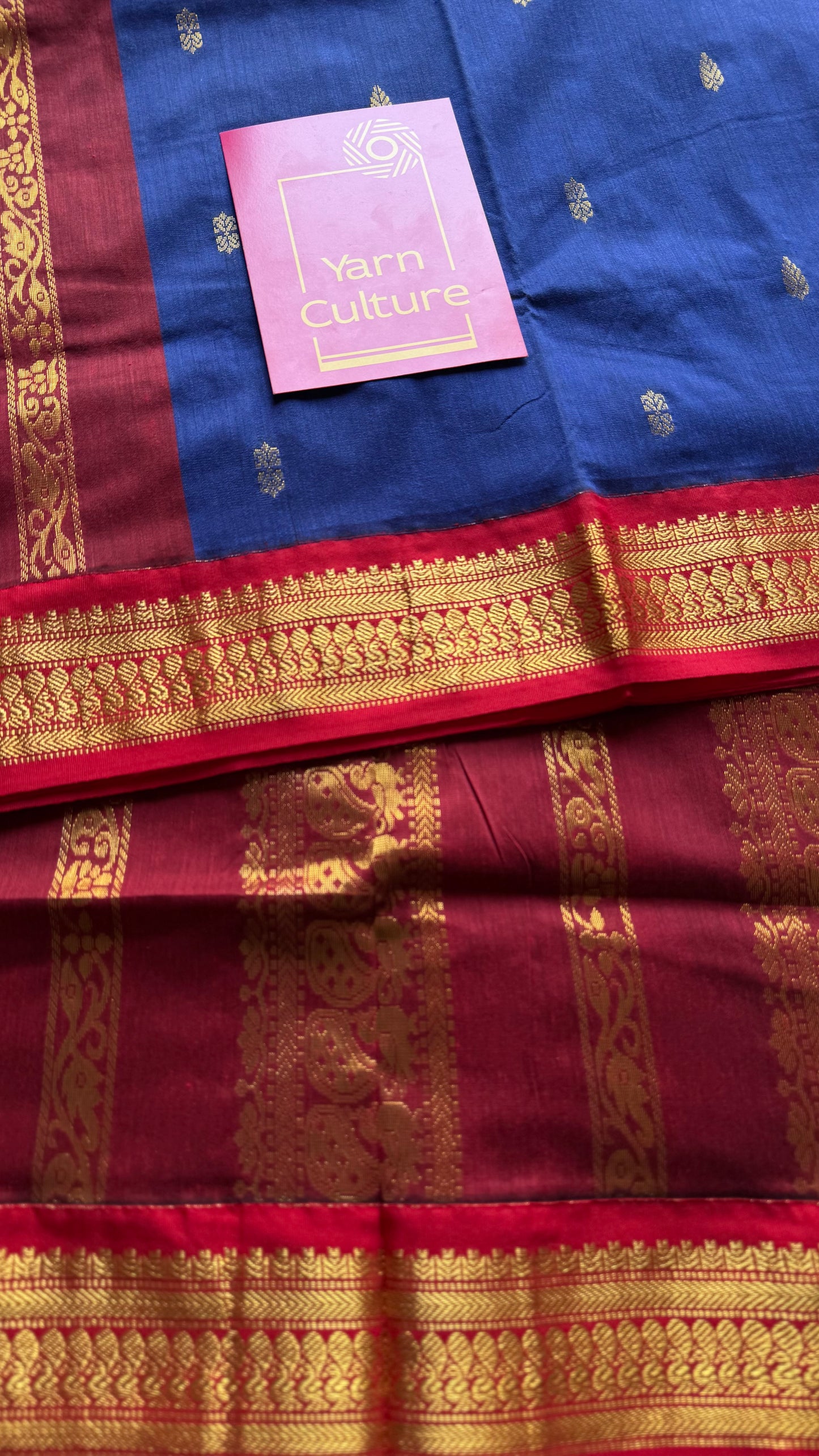 Royal blue with red, cotton silk - YCCOTNOCKCS13
