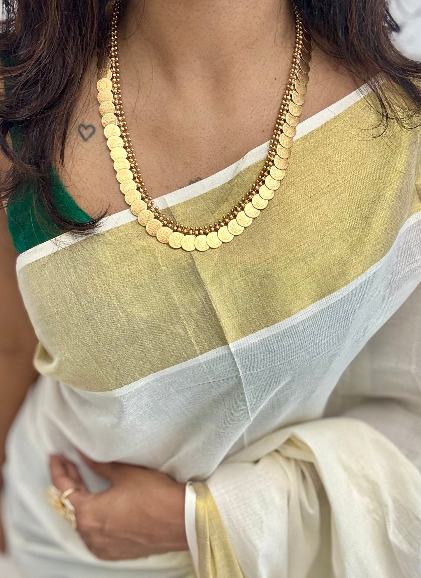Single layer antique gold coin long neckpiece - YCAGC26