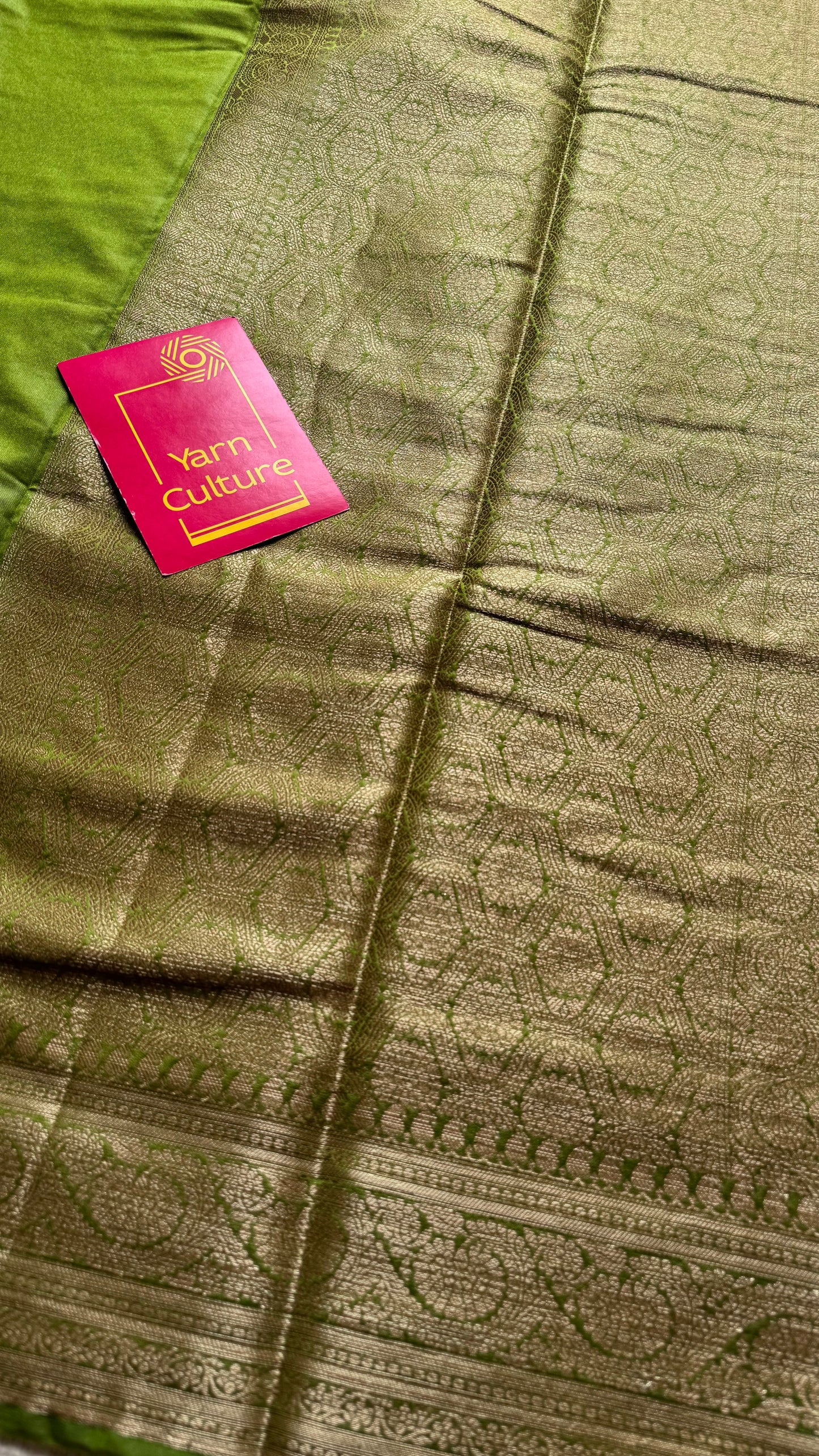 Harita - Olive green, antique gold zari, Banarasi semi georgette - YCBLFEGAGZ18