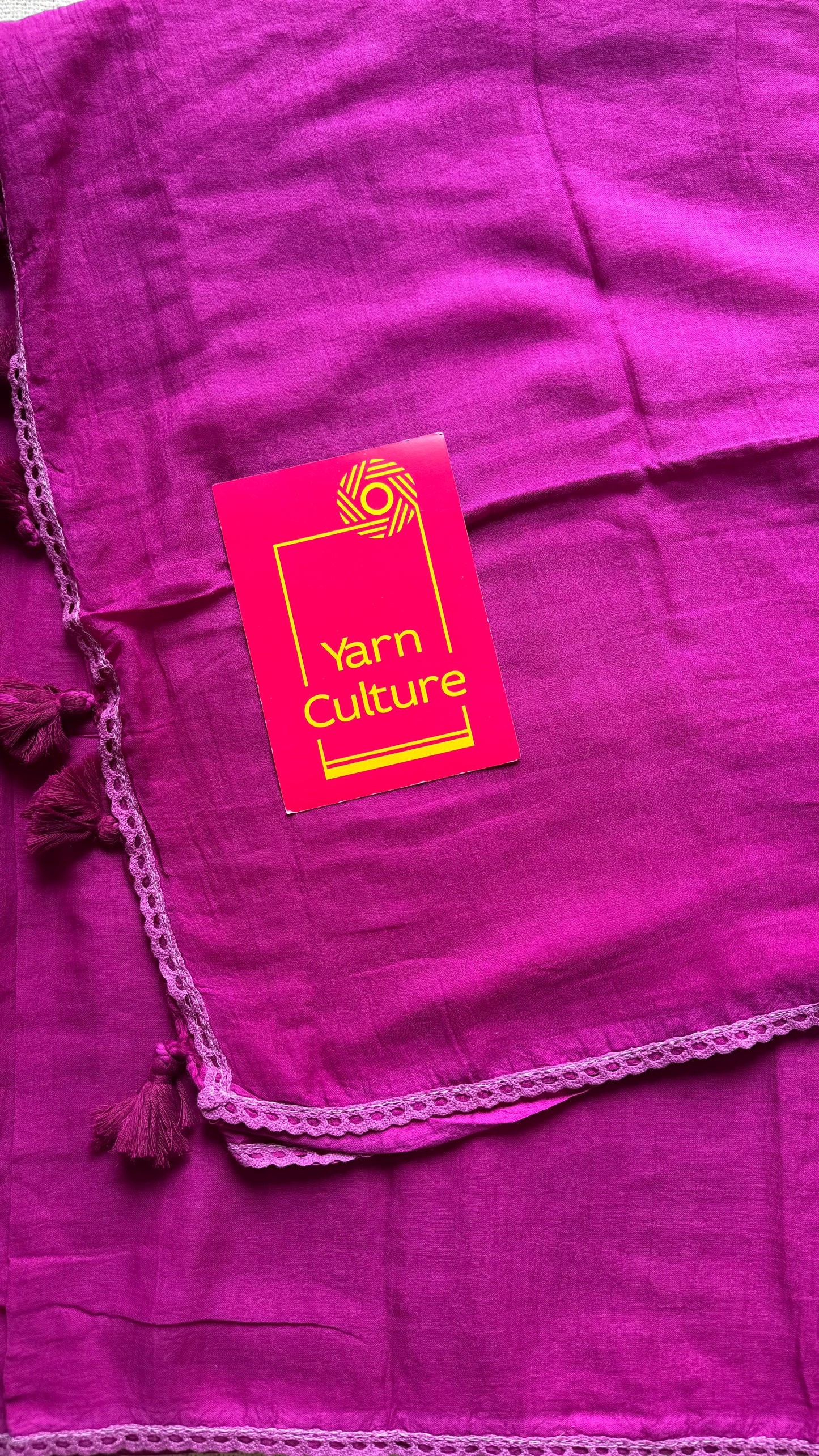 Purple pink plain mul with lace border - YCBCMCLSE02