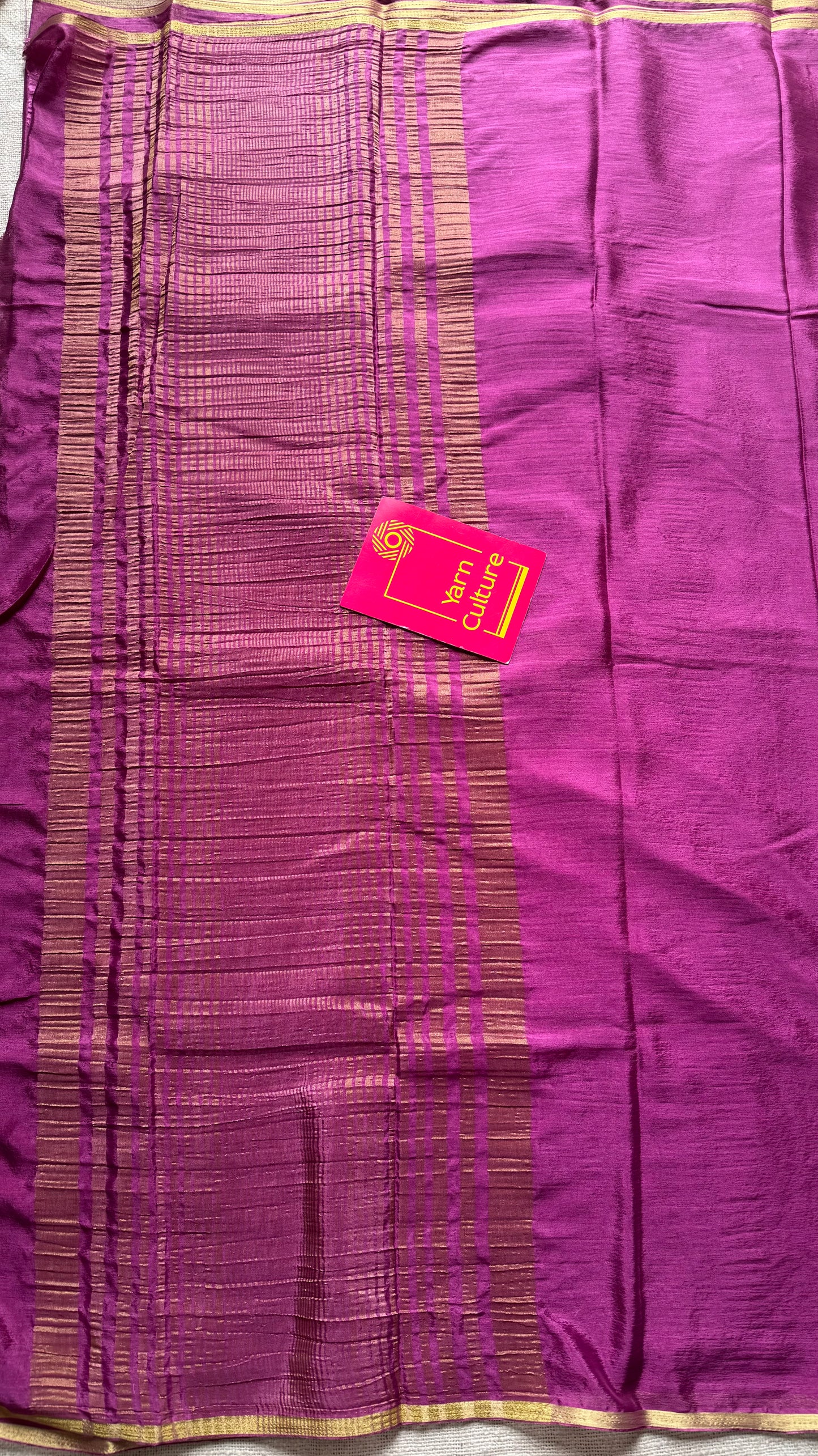 Dusty pink chiffon with thin gold zari border - YCDESE22