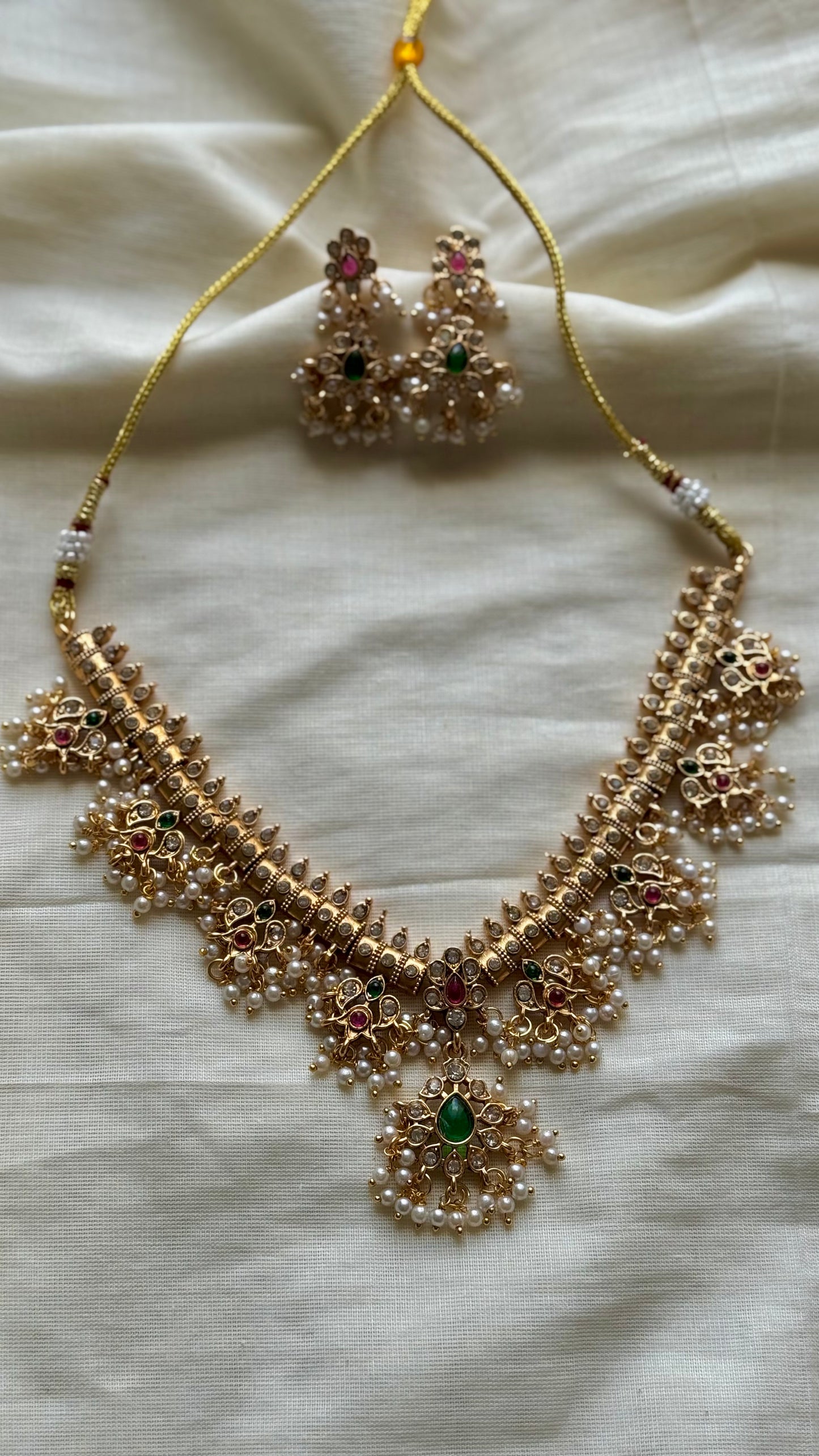Guttapusalu neckpiece with earrings - YCAGNP263