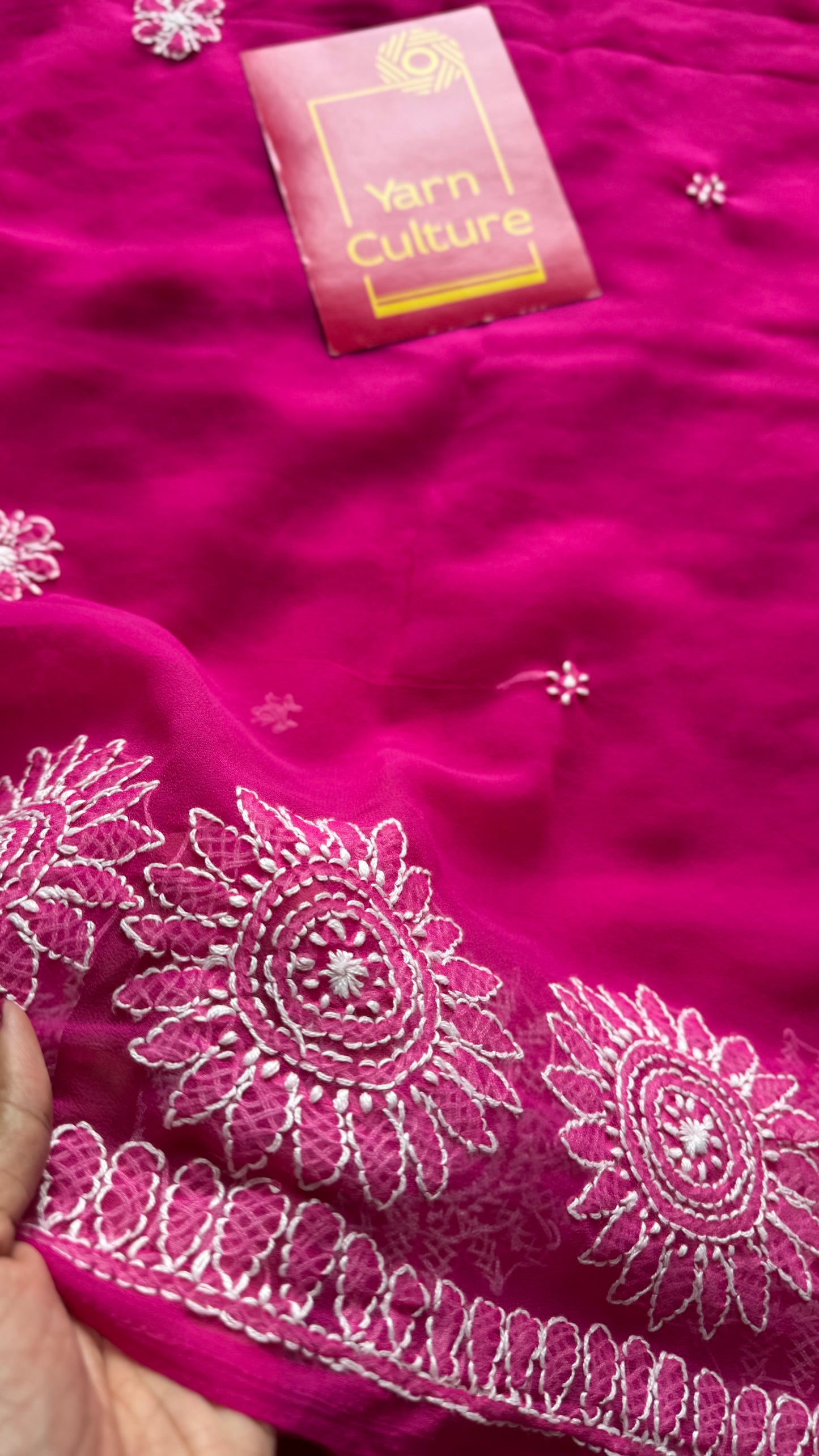 Sham-e-Shahzadi (evening of a princess) - Hot pink Chikankari, georgette YCSLCJULCK04