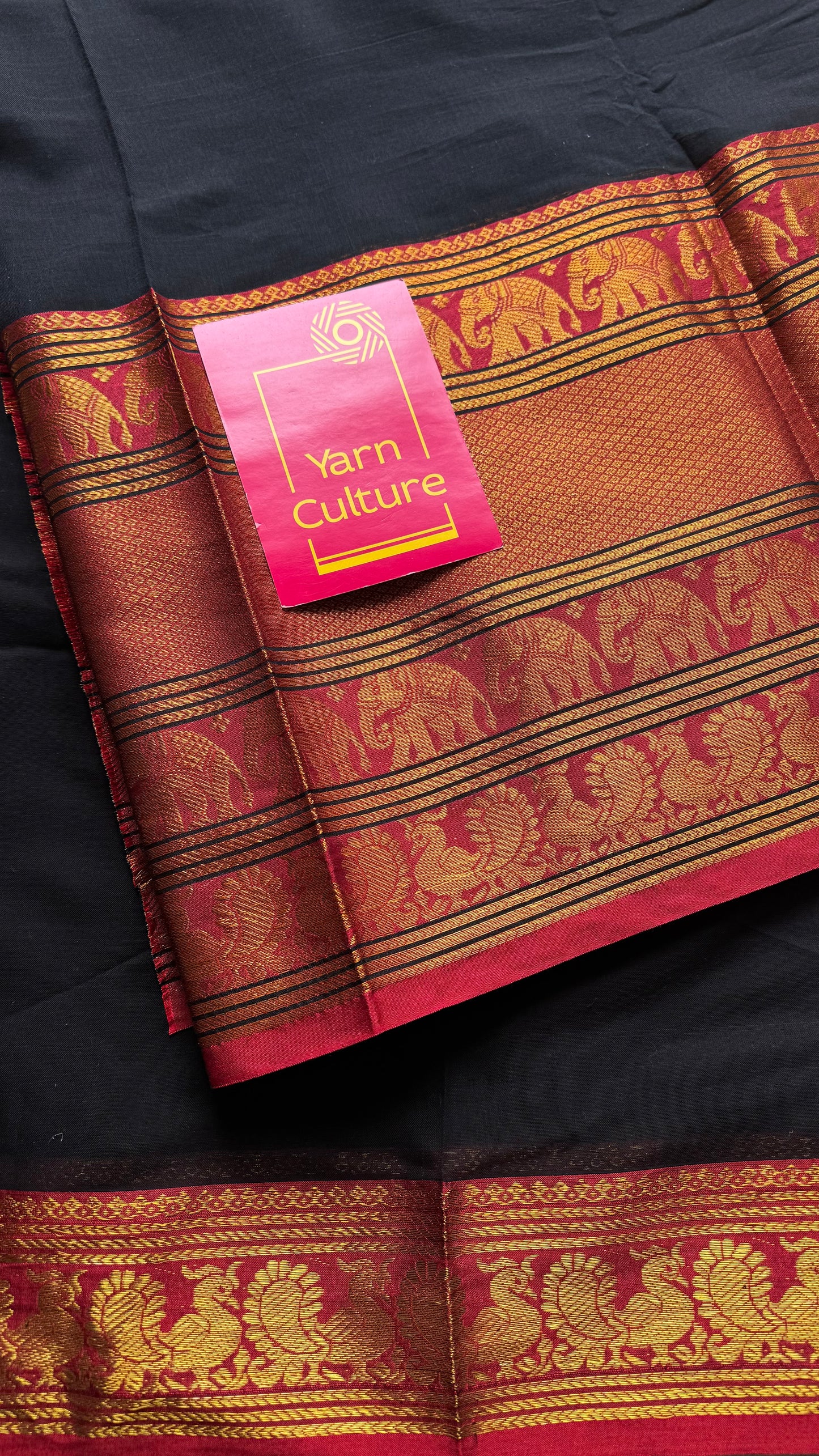 Black with broad zari border, premium narayanpet, soft cotton - YCWOTDFEBB02