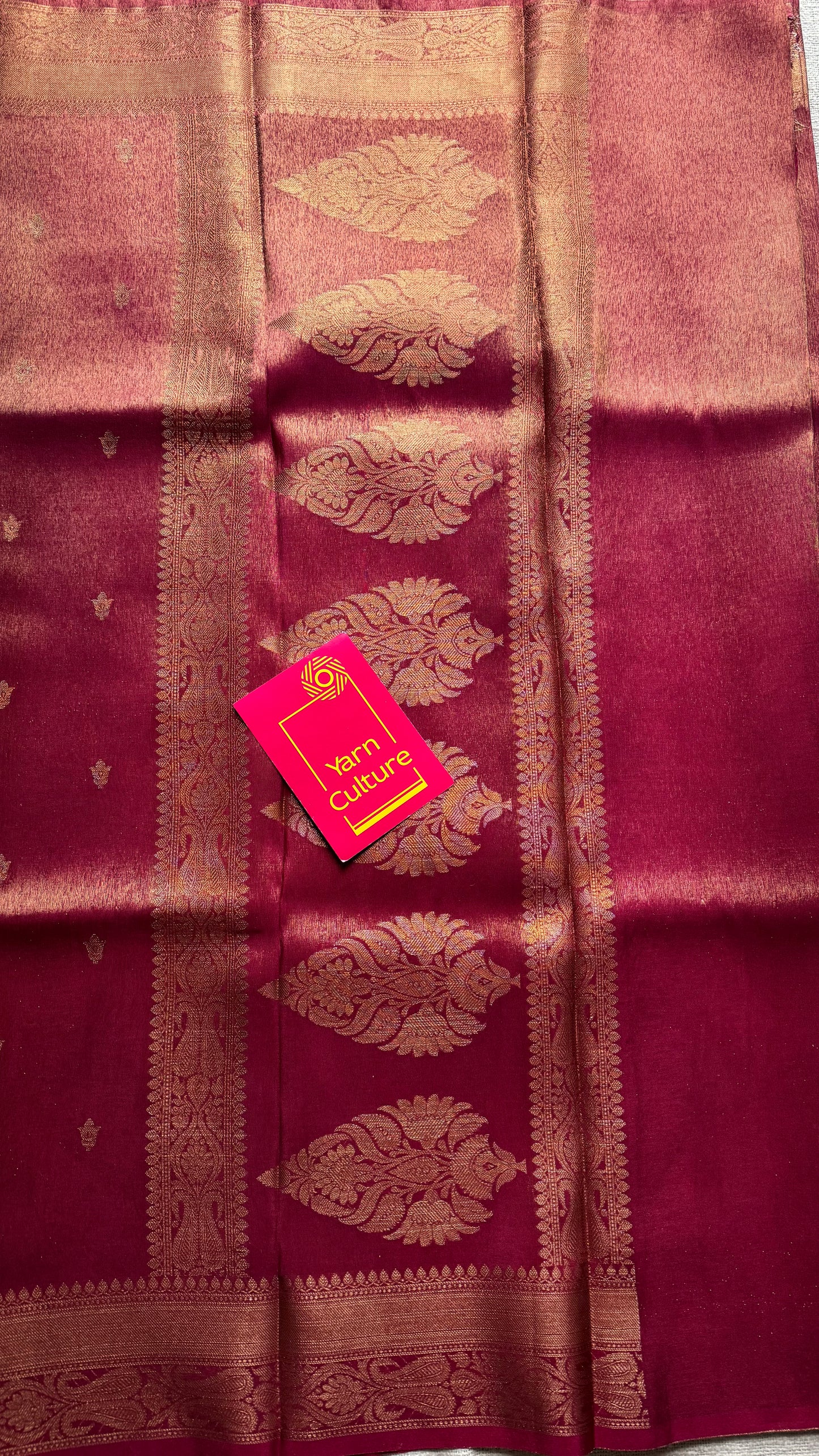 Red with gold dual tone, Banarasi tissue silk - YCDESE06