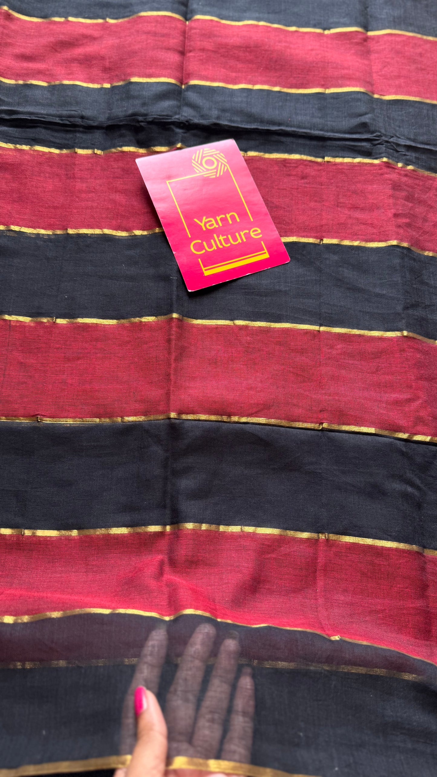 Maroon, black mul with gold multicoloured broad stripes - YCBCMCLSE24