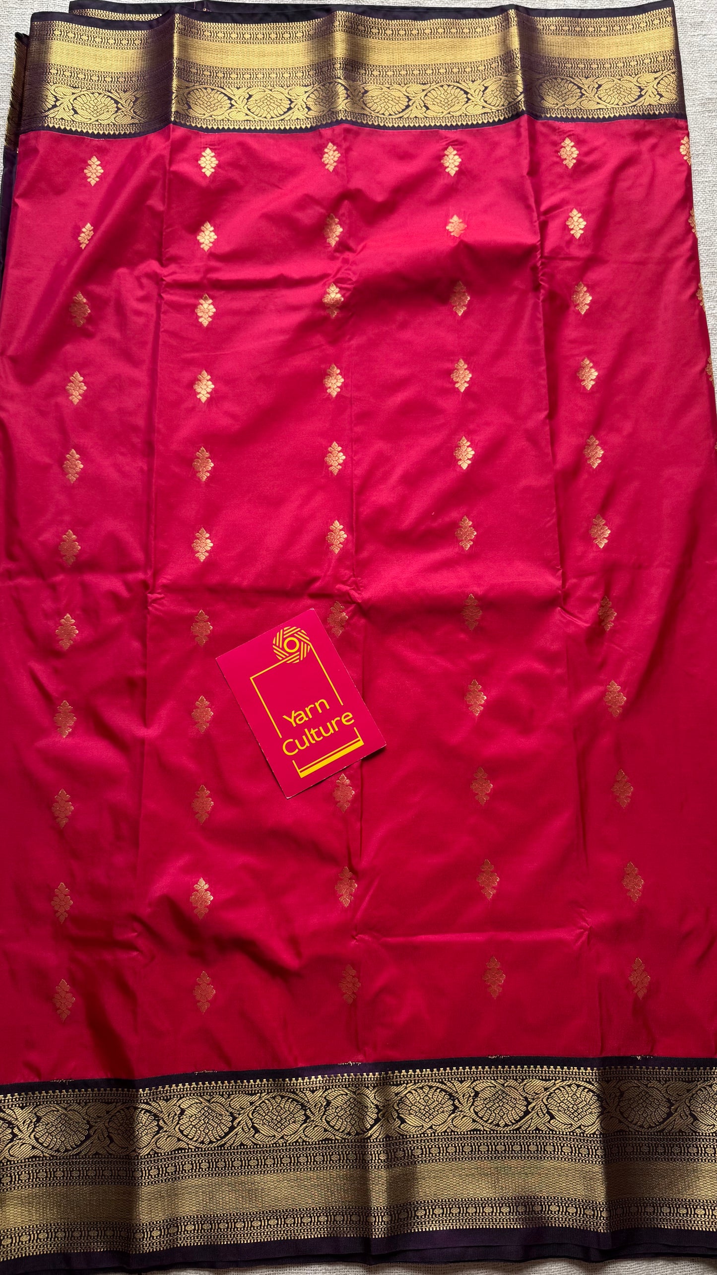 Vamika - rani pink with deep grape purple, handloom korvai semi silk - YCCOTNFEJUKS05