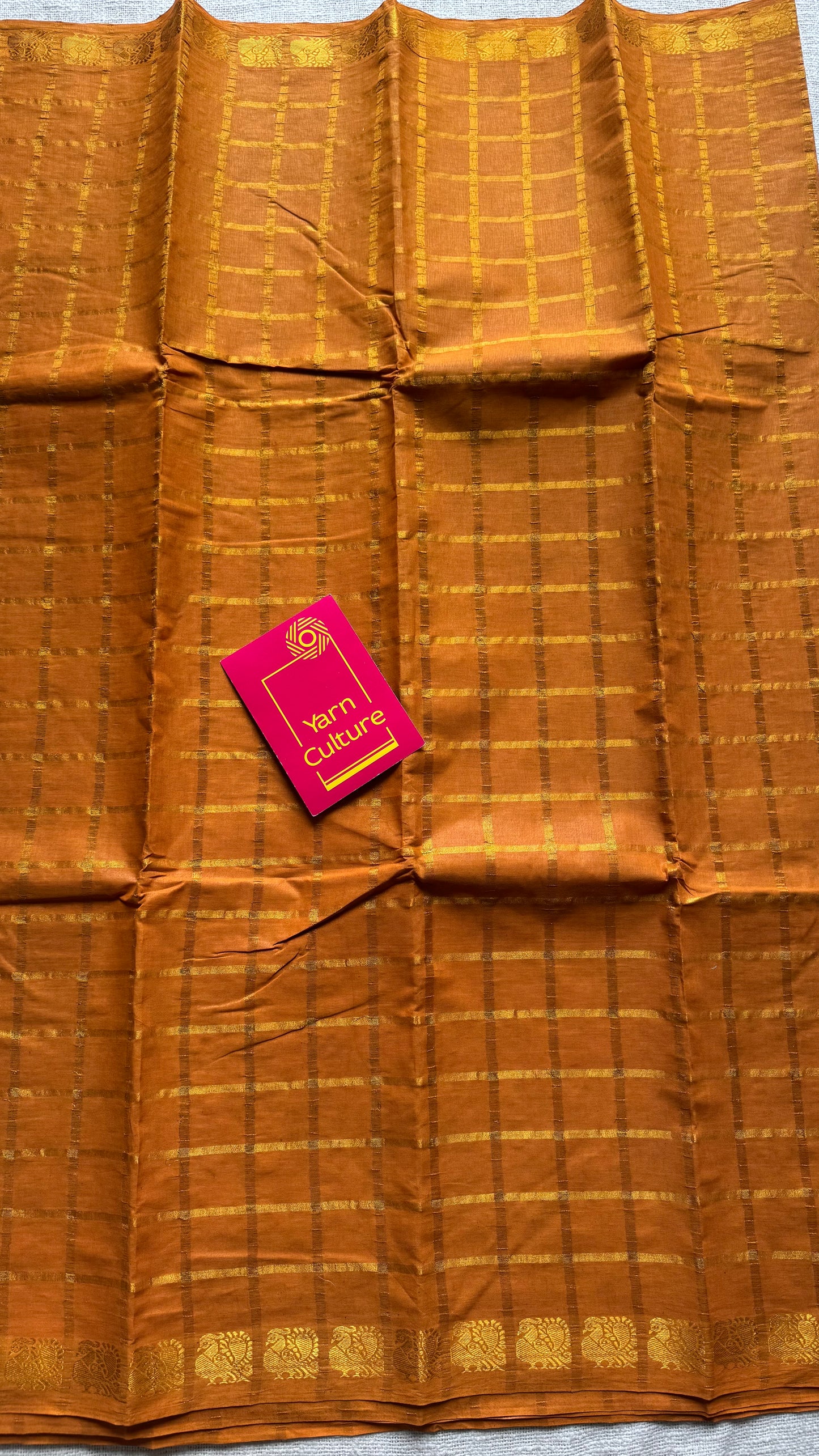 Turmeric yellow pavithra kattam sungudi, madurai cotton - YCCOTNSEMS97