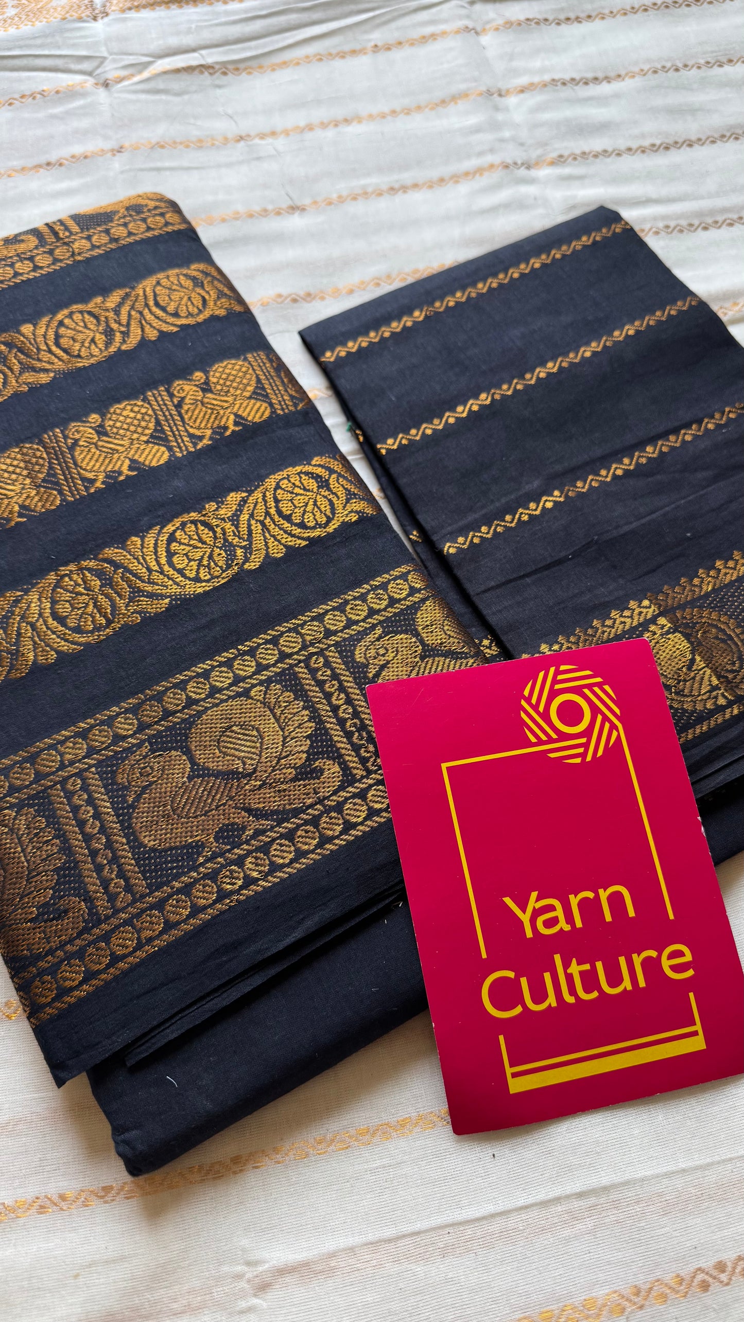 Black long border sungudi, kattuchayam dyed madurai cotton - YCCOTNMSAP134