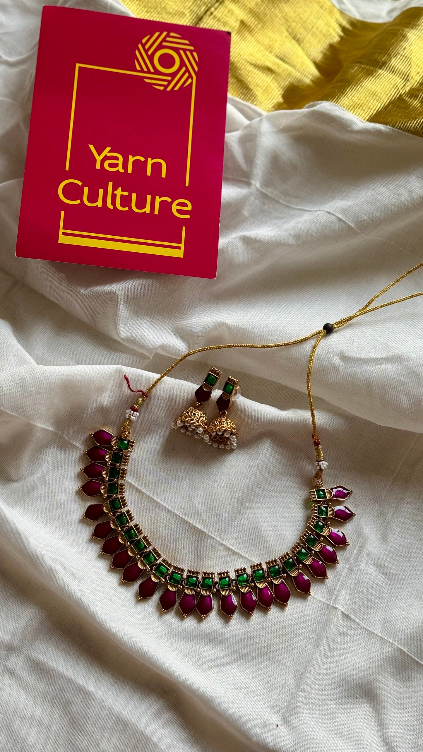 Purple pink (vadamalli) nagapadam neckpiece, with earrings - YCGPNP616