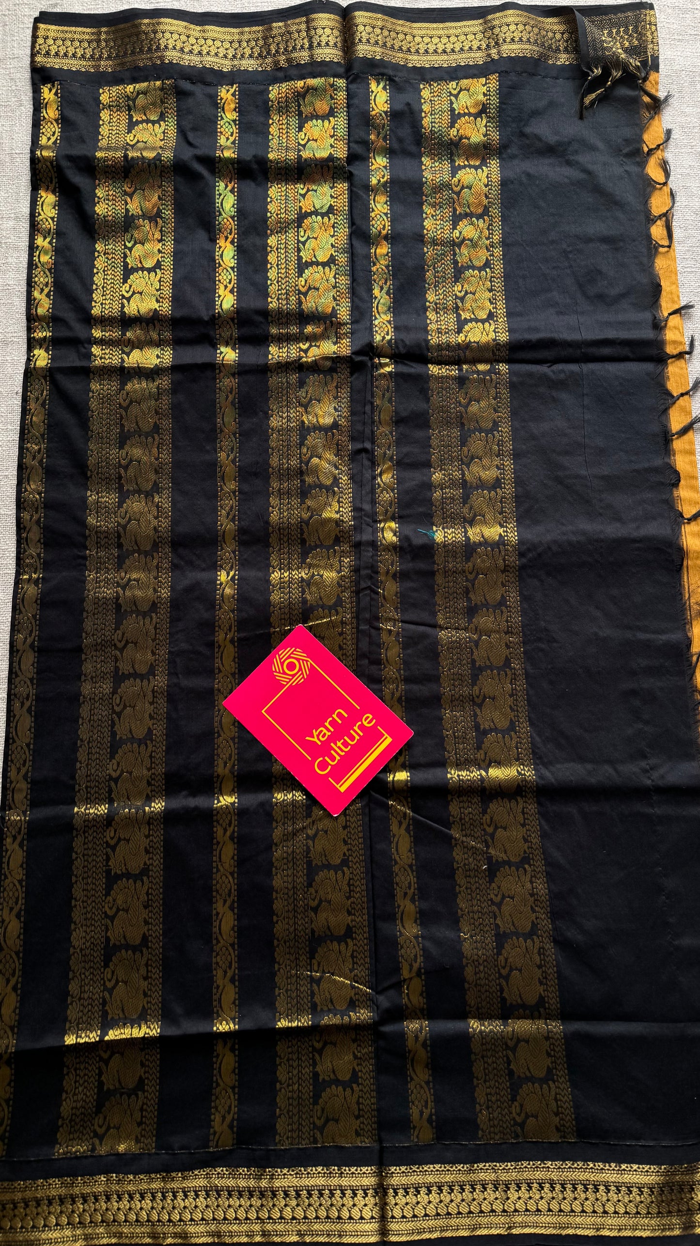 Yellow with black - cotton silk - YCCOTNSEKCS05