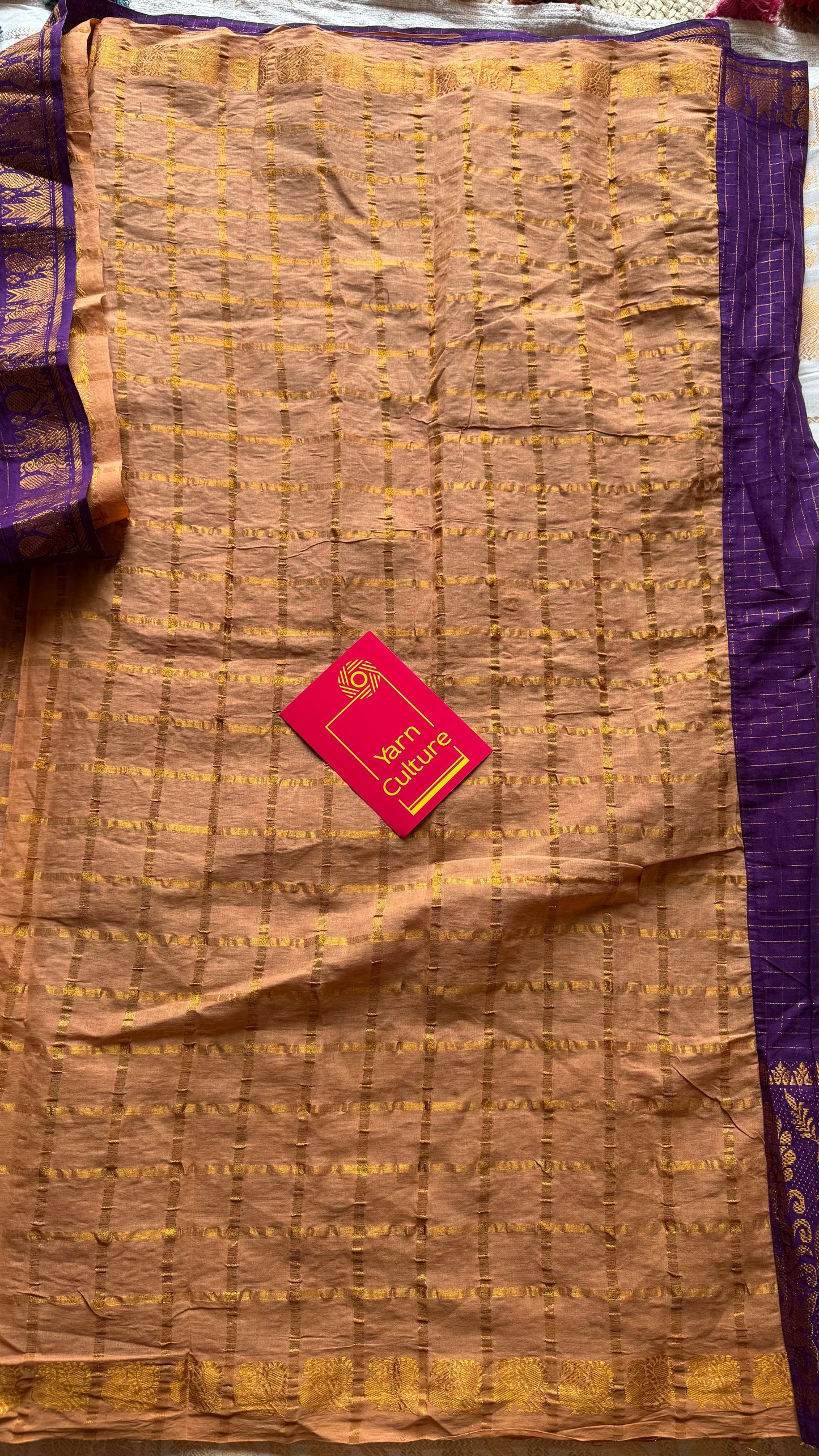 Purple with musk, sungudi cotton half-half saree - YCCOTNIDMA317