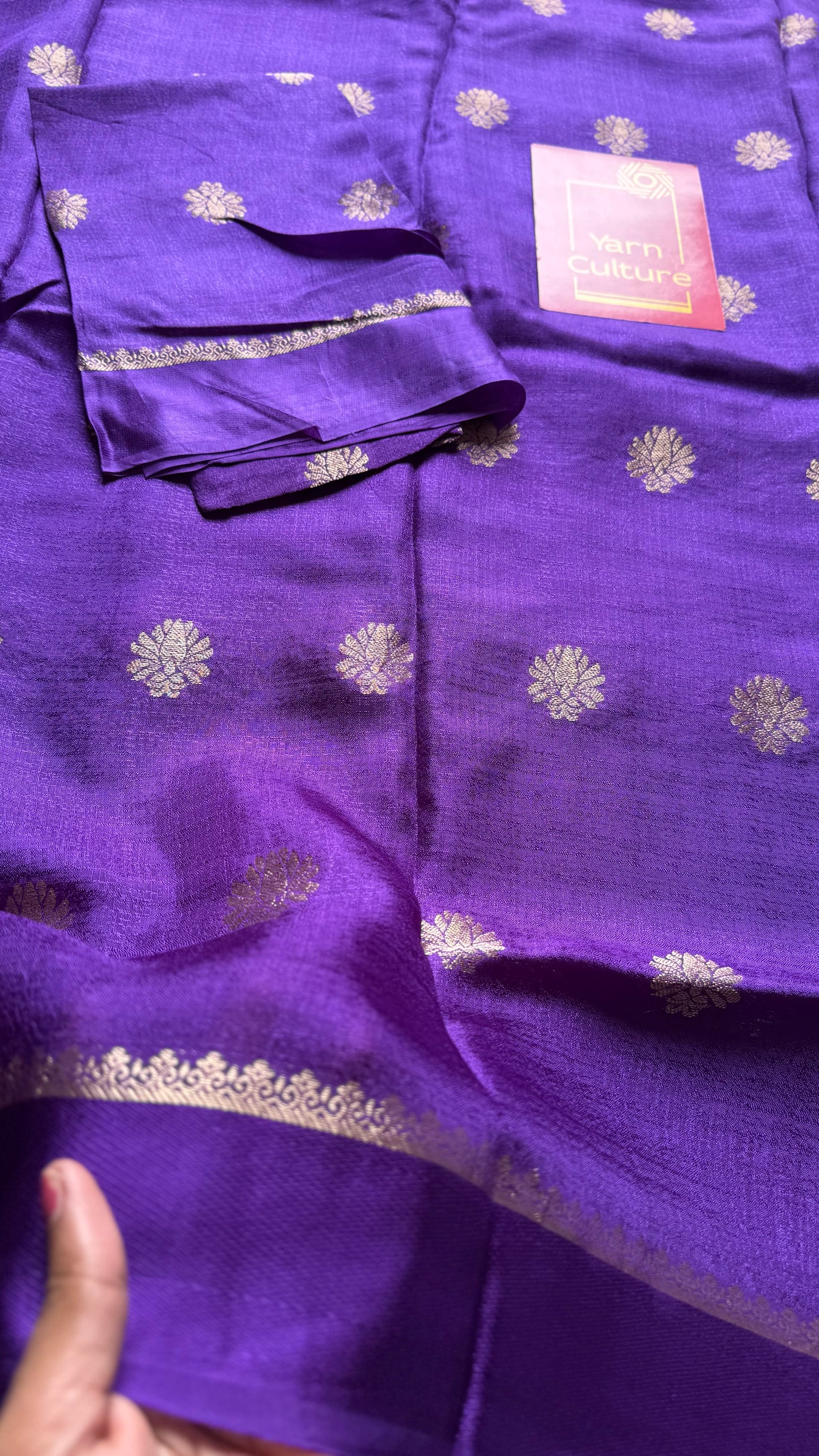 Deep purple in khadi silk, zari motifs - YCDOSFE17