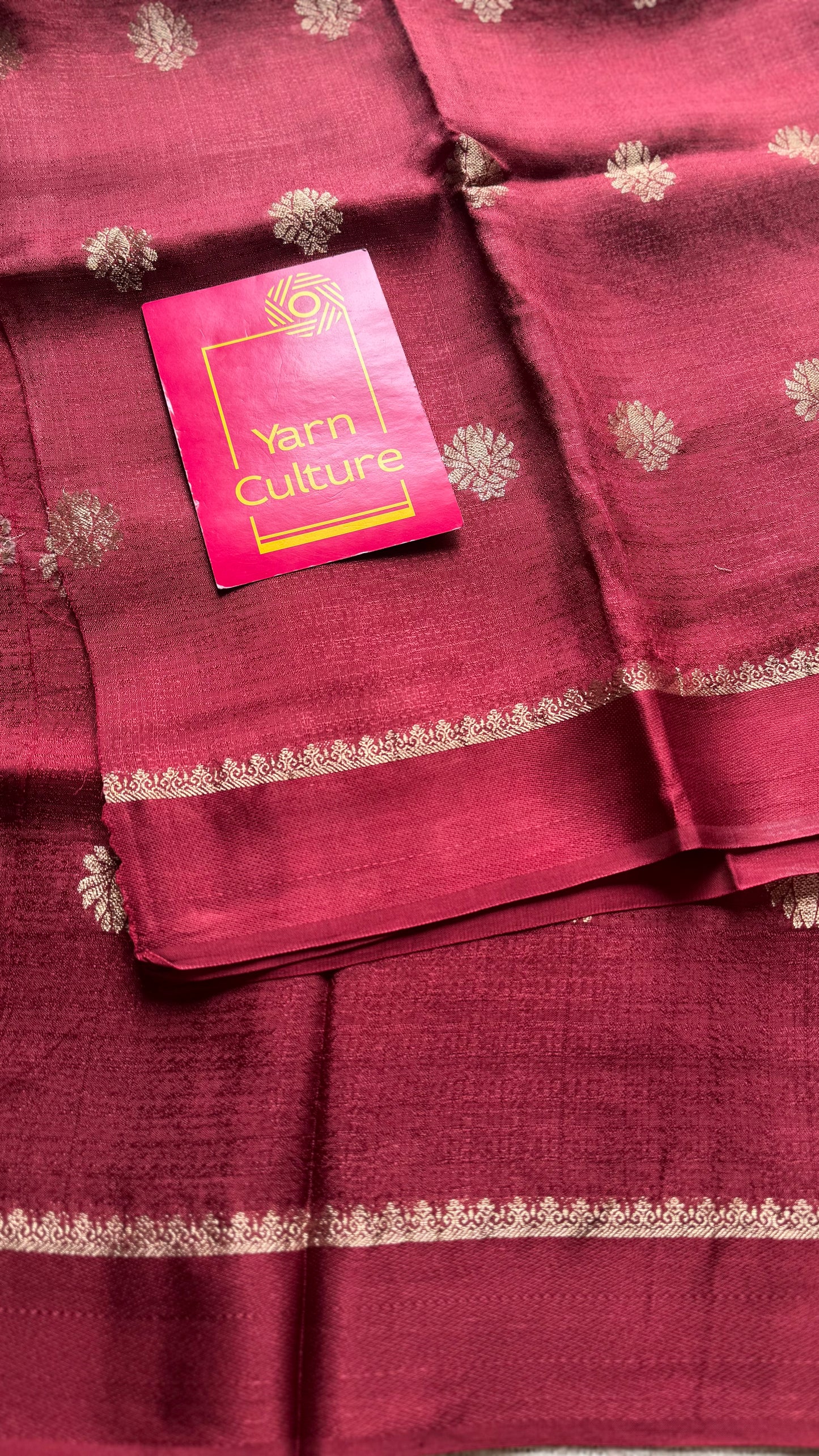 Deep maroon in khadi silk, zari motifs - YCDOSFE22
