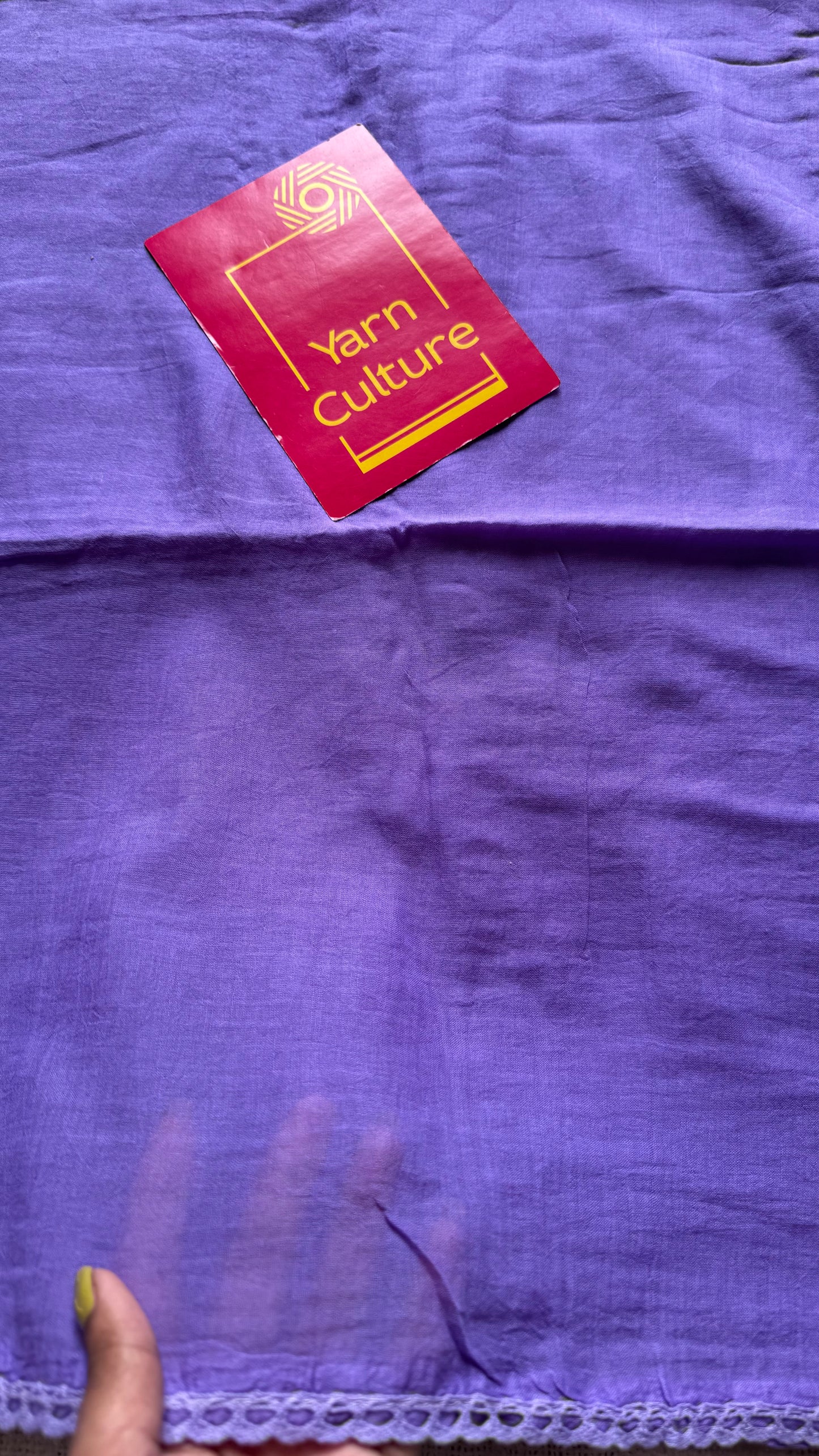 Lilac plain mul with lace border - YCBCMCLSE04