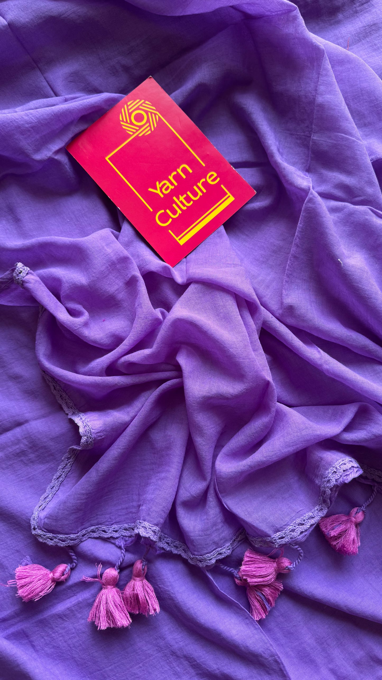 Lilac plain mul saree with lace border - YCBCMCFE404