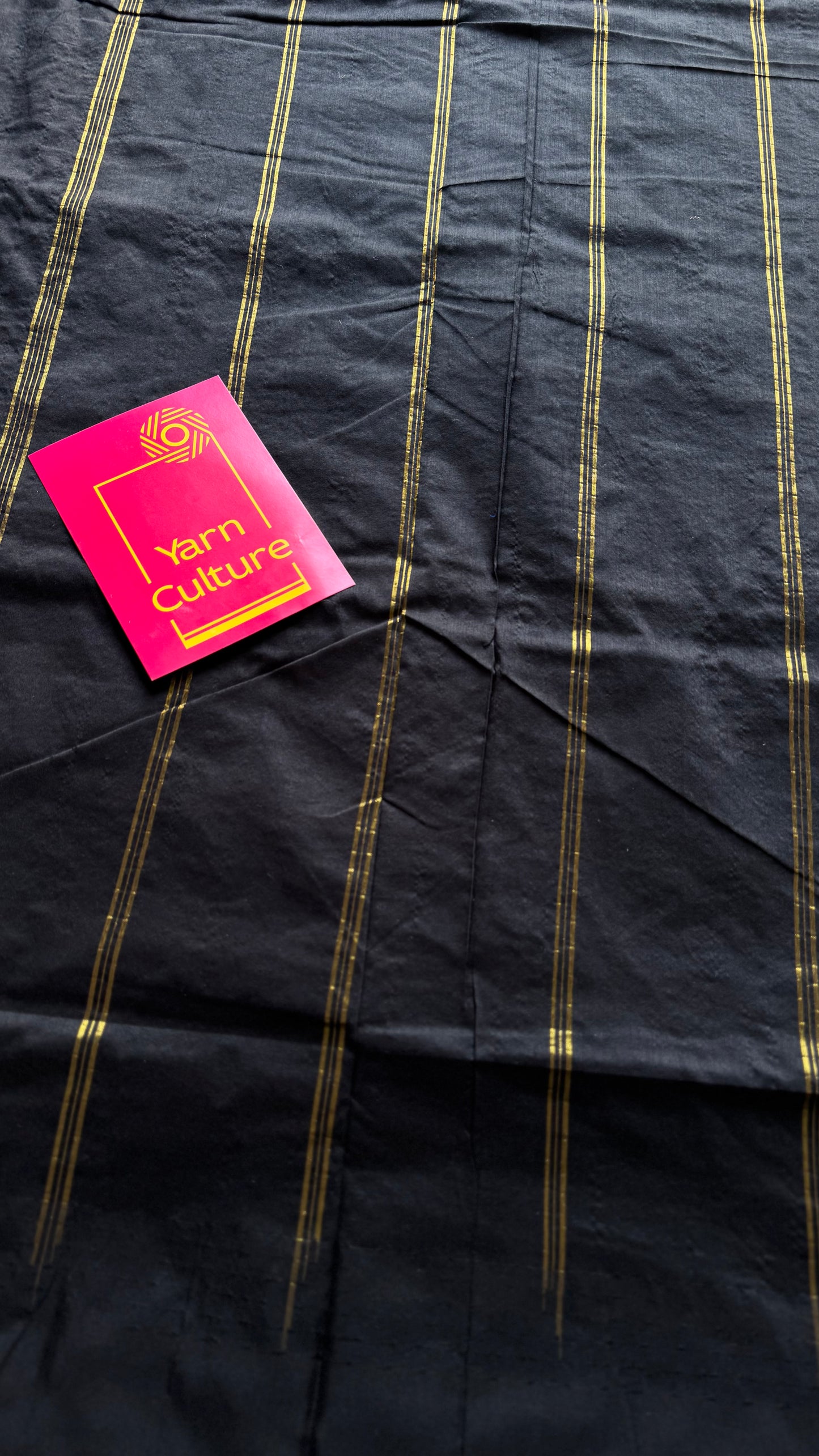 Blue with black temple border - cotton silk - YCCOTNOCKCS2