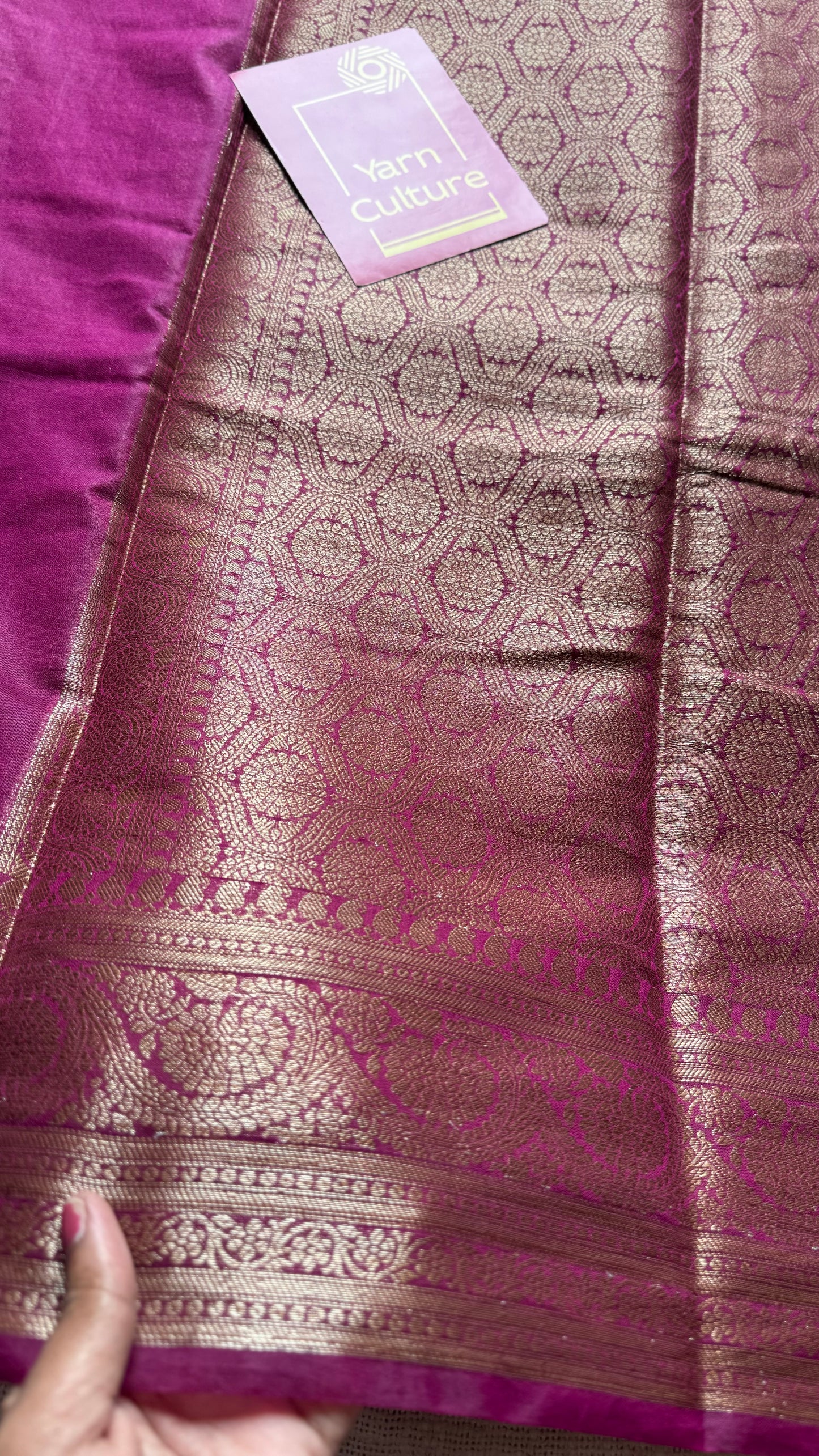 Cerise - Dark raspberry pink, antique gold zari, Banarasi semi georgette - YCBLFEGAGZ21
