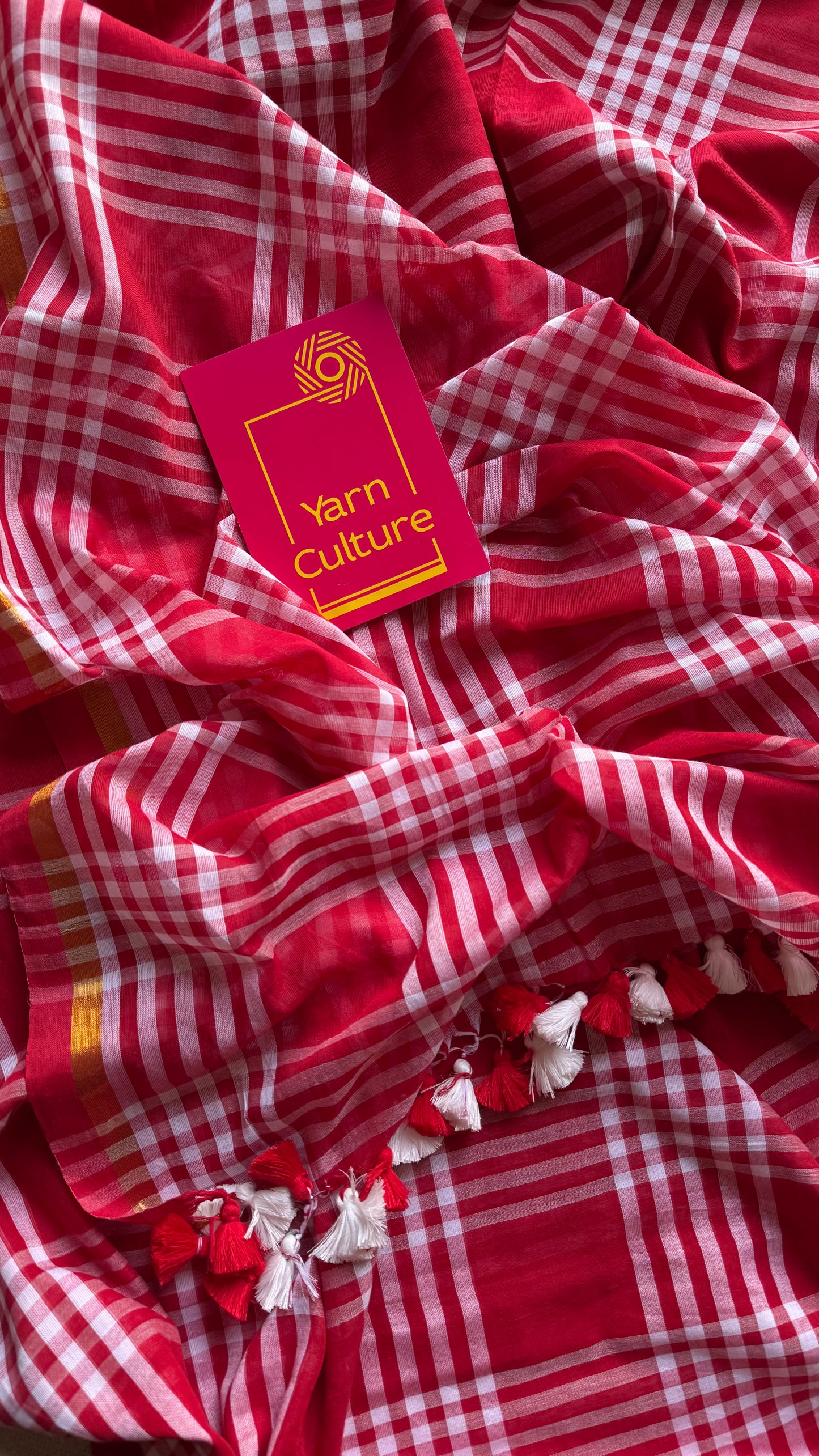 Red and white checks, mul cotton - YCBCMCNO56
