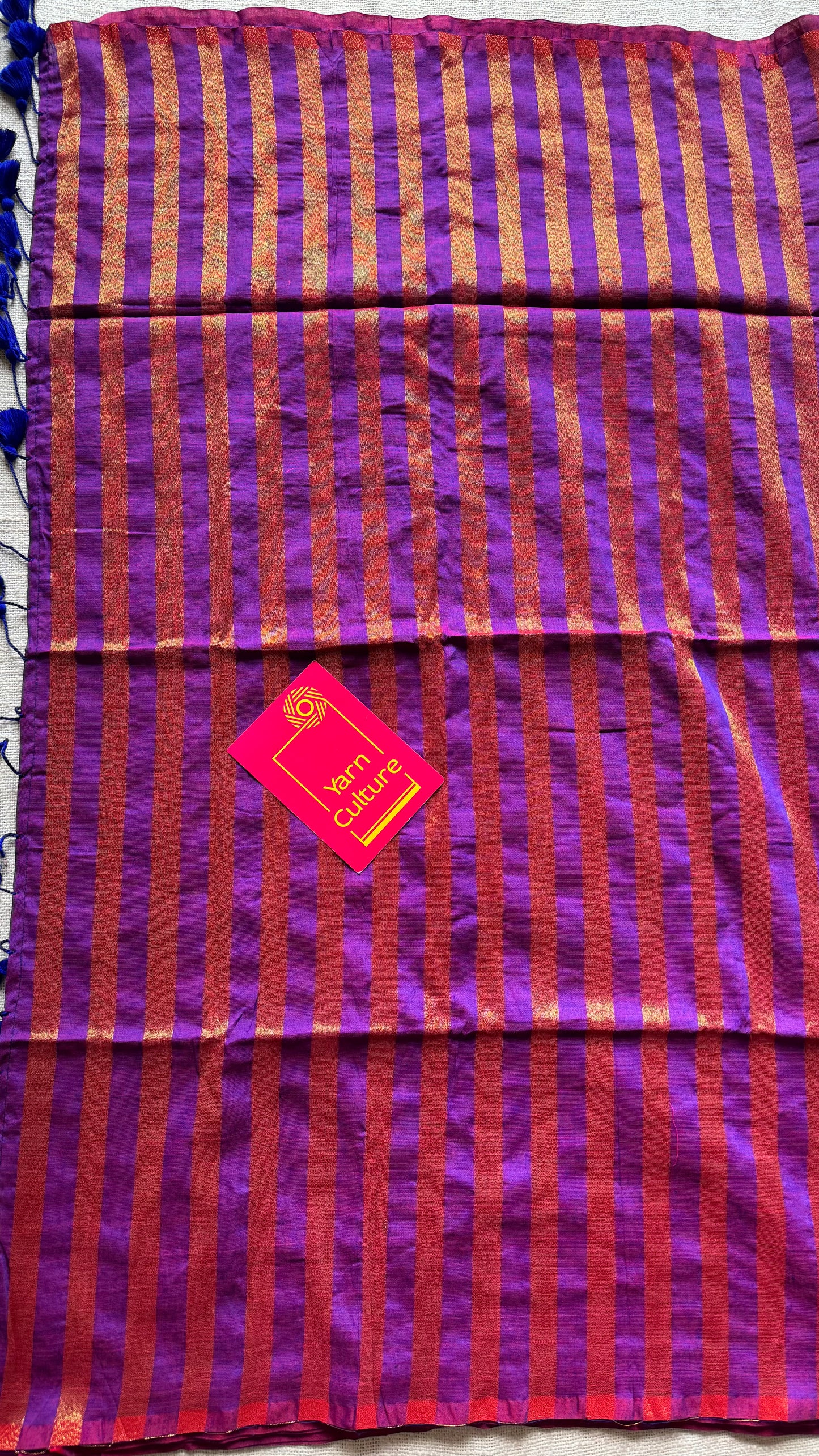 Purple pink dual tone khadi with antique gold pallu - YCBCKZPSE06