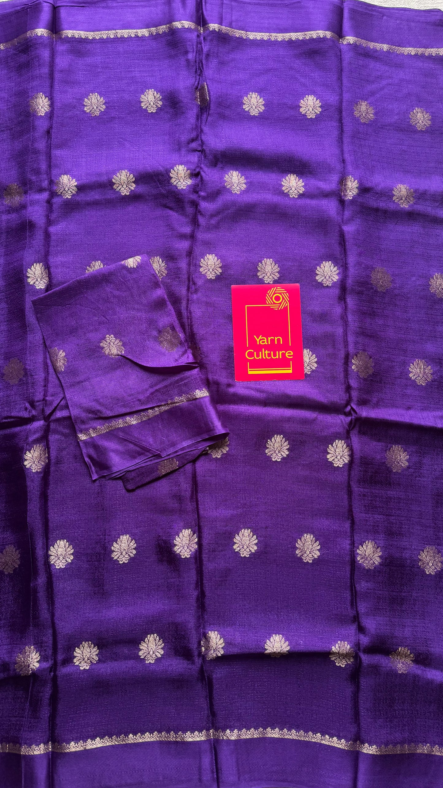 Deep purple in khadi silk, zari motifs - YCDOSFE17