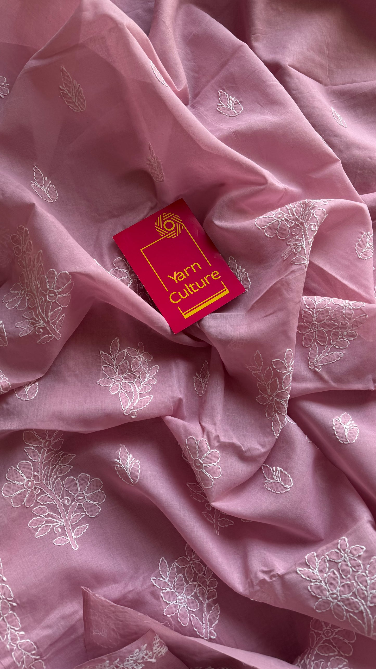 Sahar - light mauve hand-embroidered chikankari cotton saree - YCLCKFE418