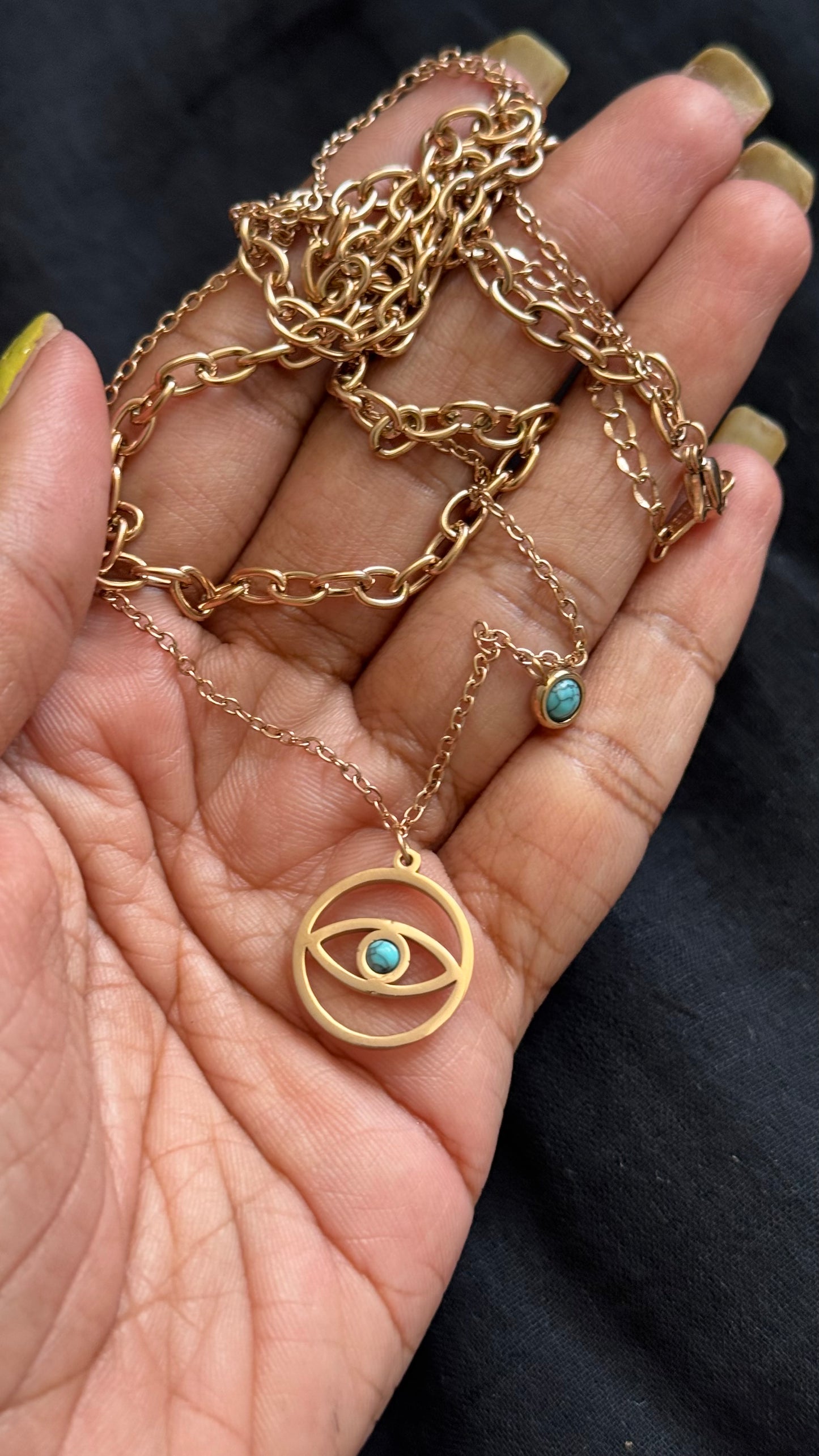 Rose gold plated, doube layered chain with charms - YCGPC254
