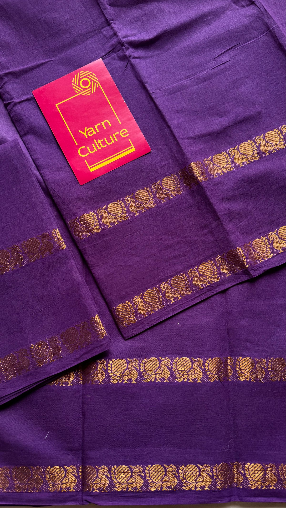 Purple rettaipettu peacock gap border, kattuchayam dyed madurai cotton saree - YCCOTNMSJUL03