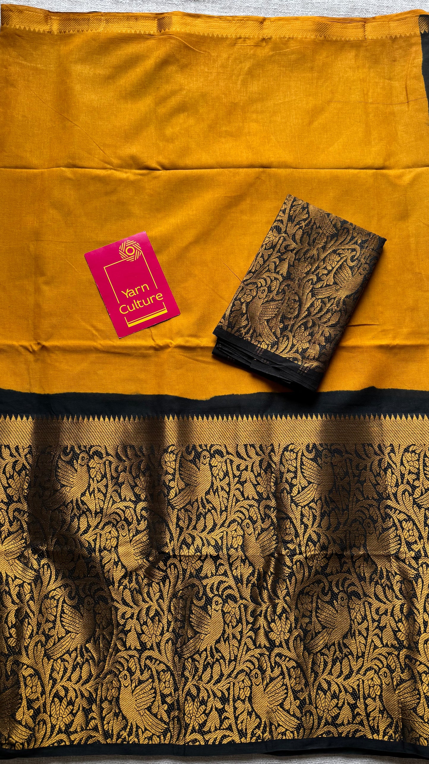 Yellow with black vanasringaram long border - madurai soft cotton - YCCOTNSEMS72