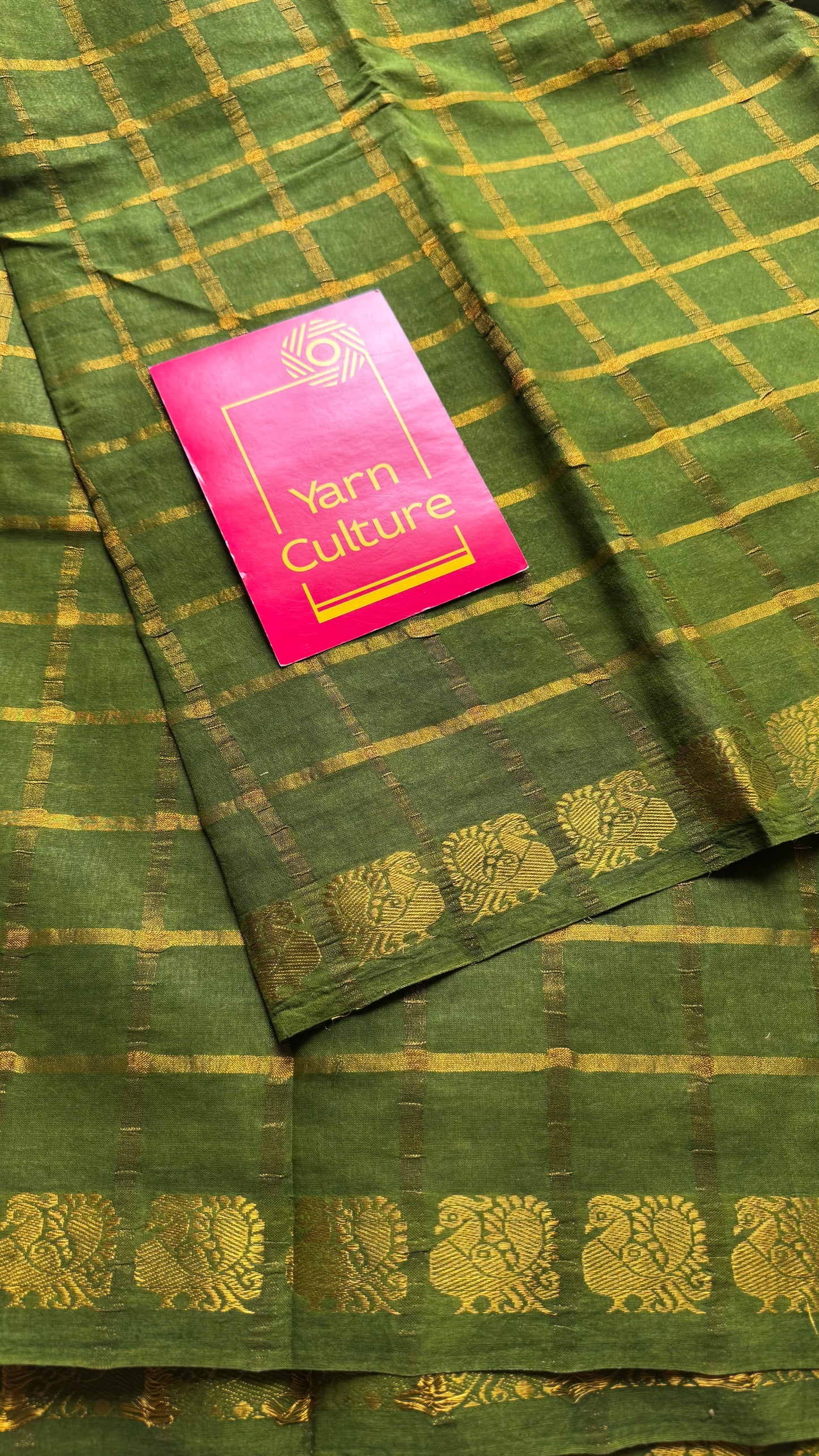 Green pavithra kattam sungudi, madurai cotton - YCCOTNSEMS96