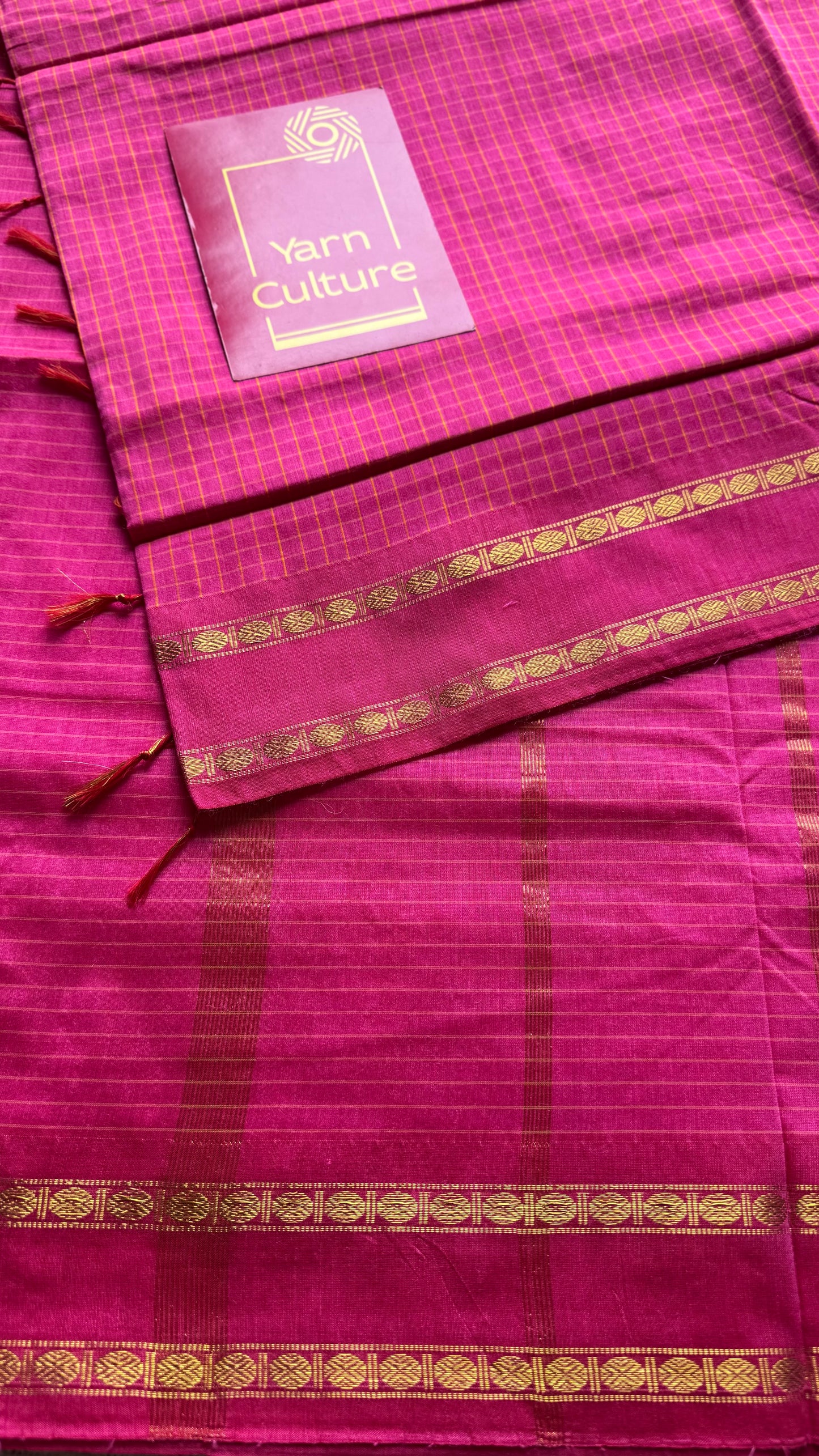 Hot pink, arani checks, cotton silk - YCCOTNJUAR07
