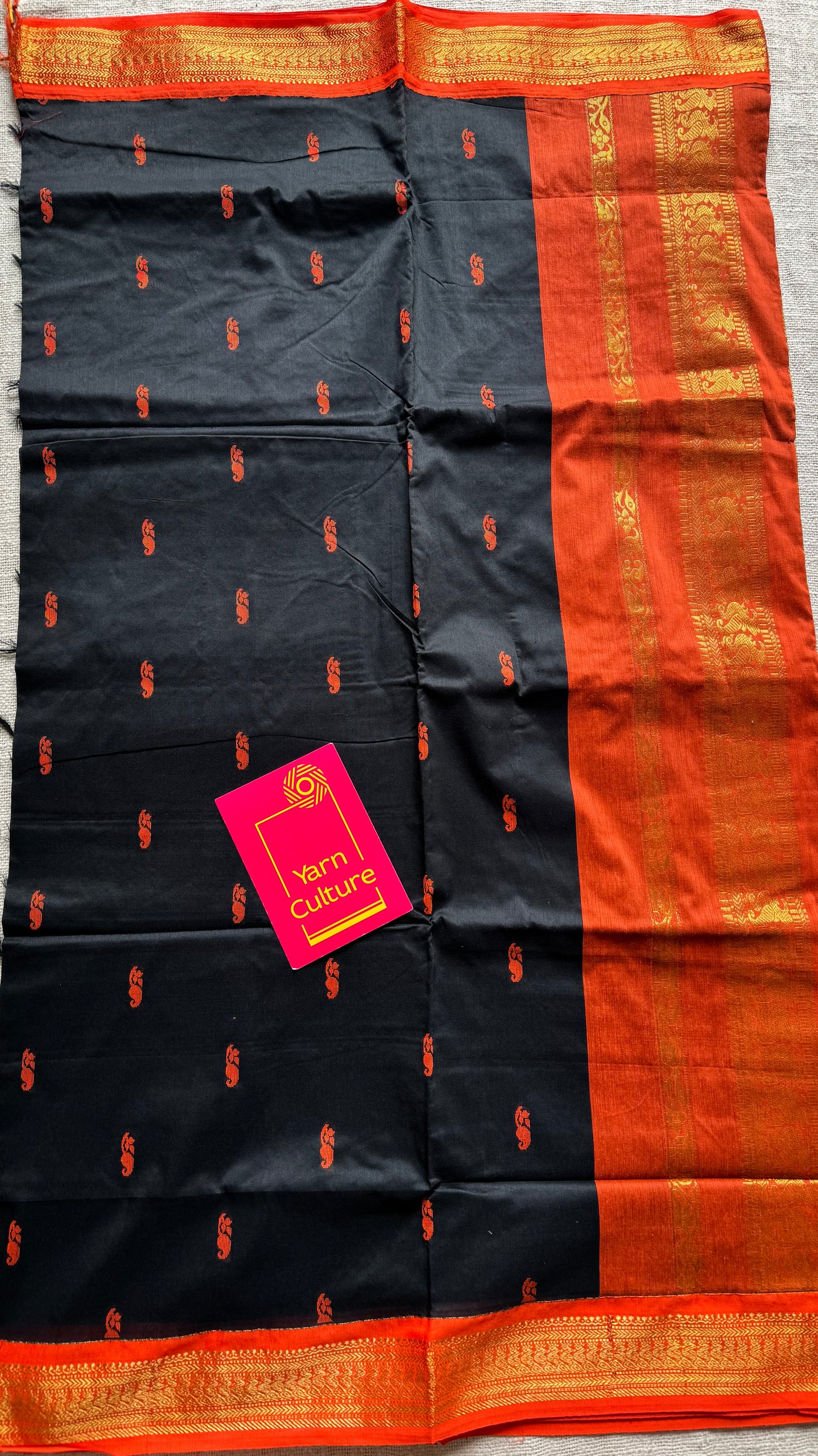 Black with orange - cotton silk - YCCOTNSEKCS07