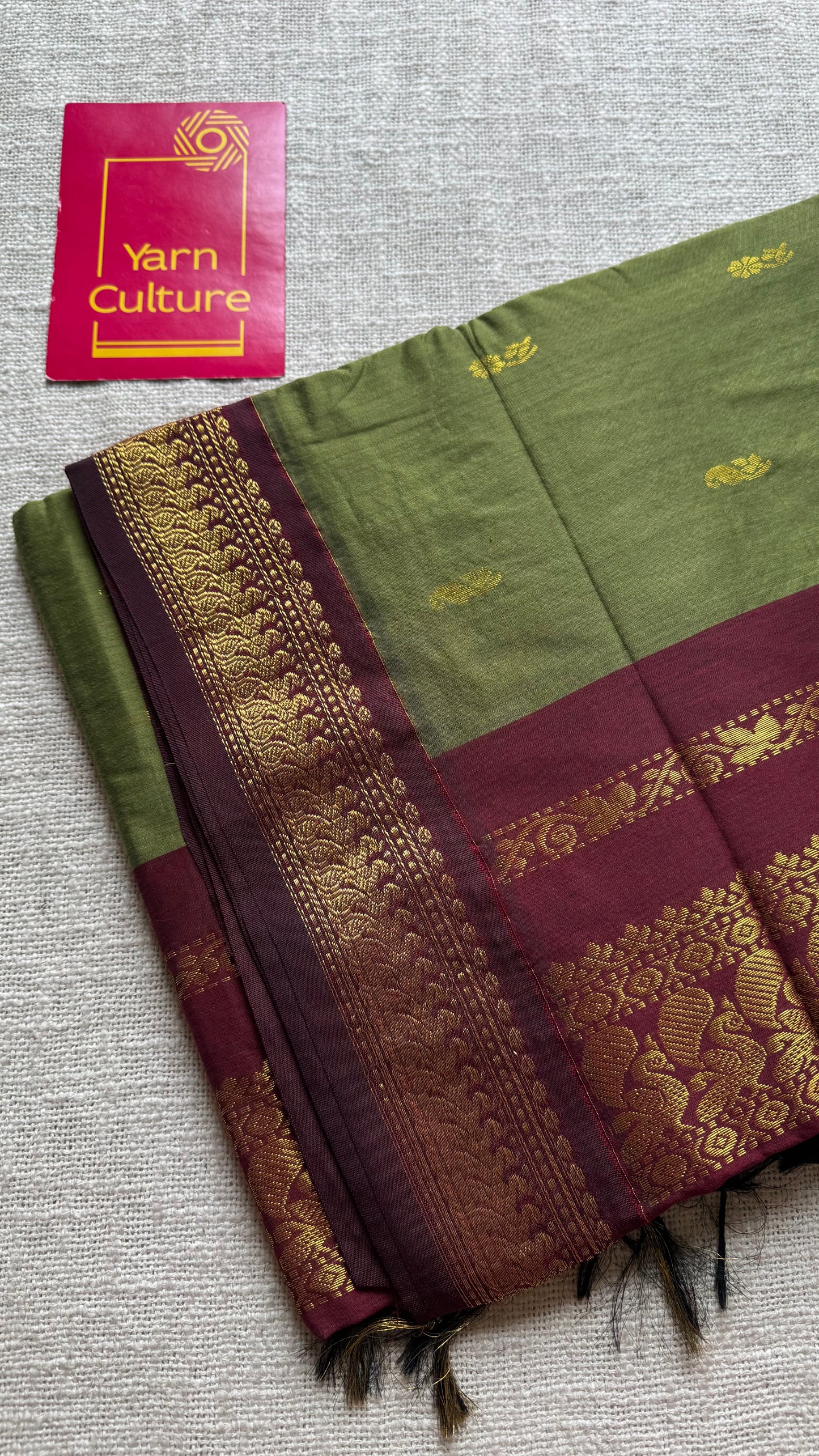 Green with maroon - cotton silk - YCCOTNSEKCS01