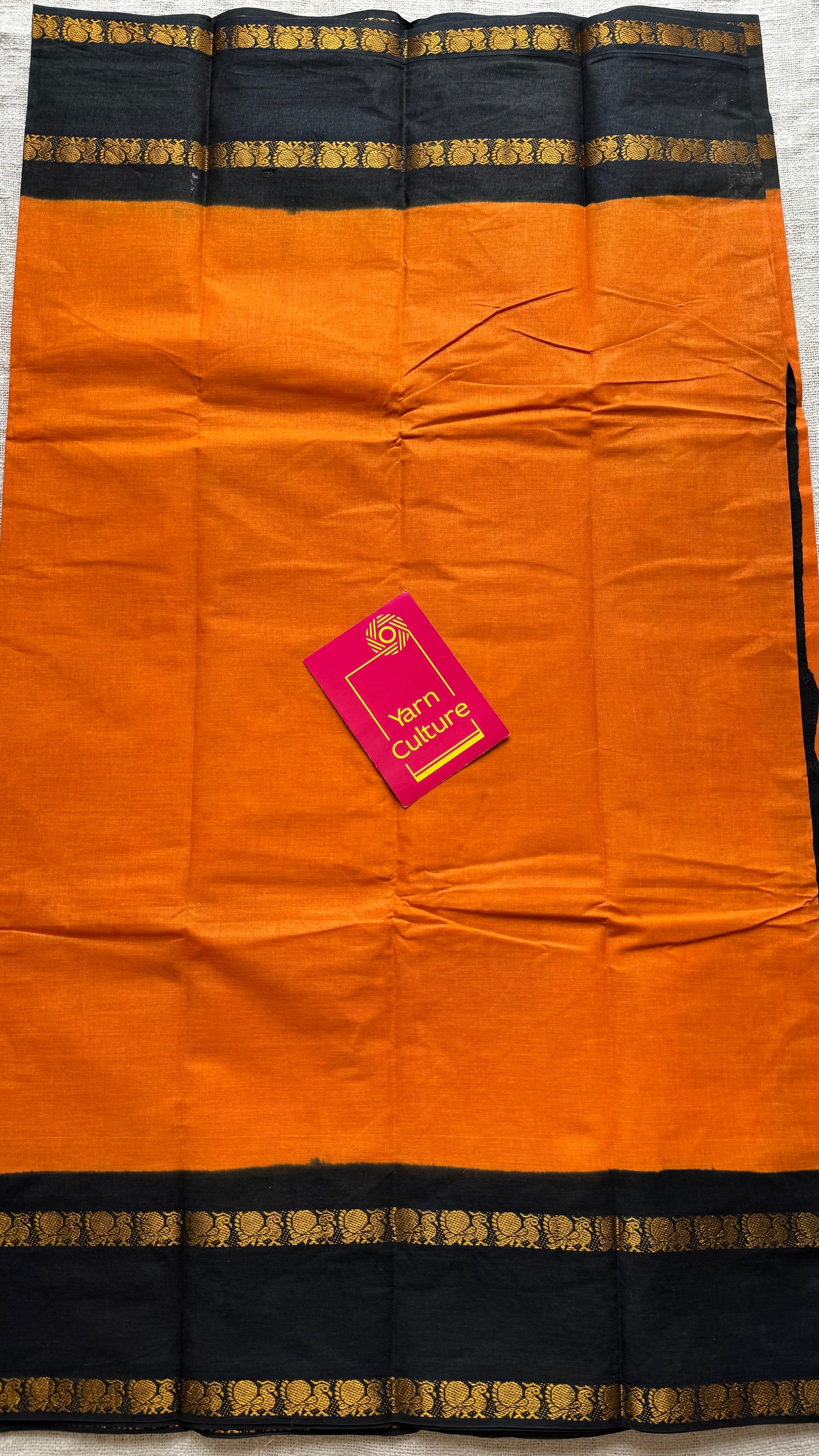 Fanta orange and black, rettaipettu peacock double border, madurai soft cotton - YCCOTNJULRS01