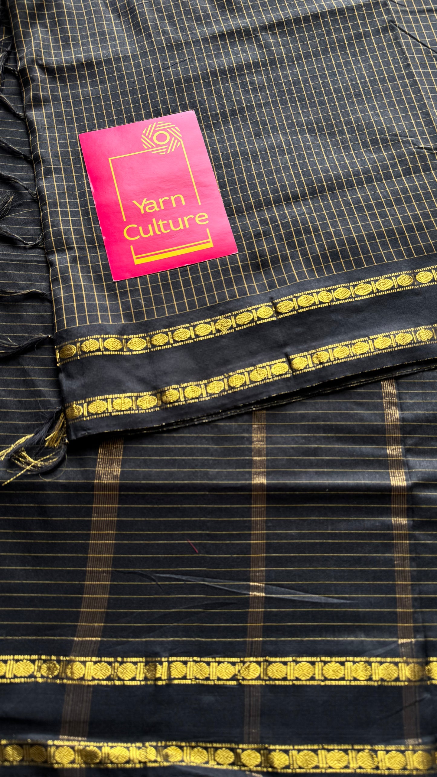 Black, arani checks, cotton silk - YCCOTNJUAR16