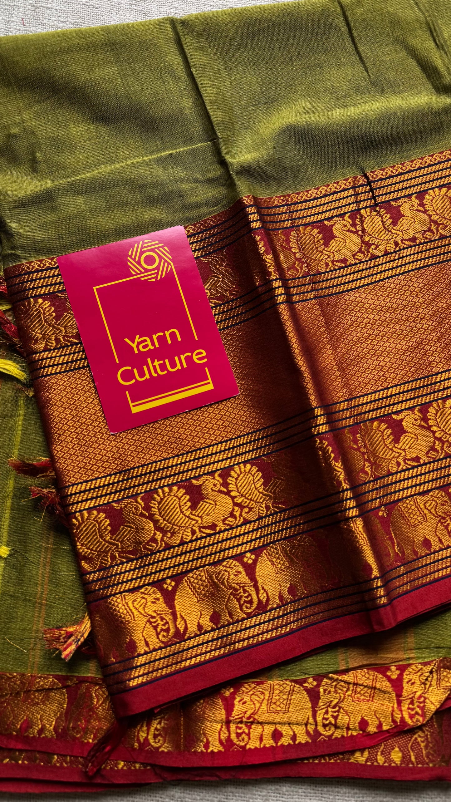 Parrot green with broad zari border, premium narayanpet, soft cotton - YCWOTDFEBB05