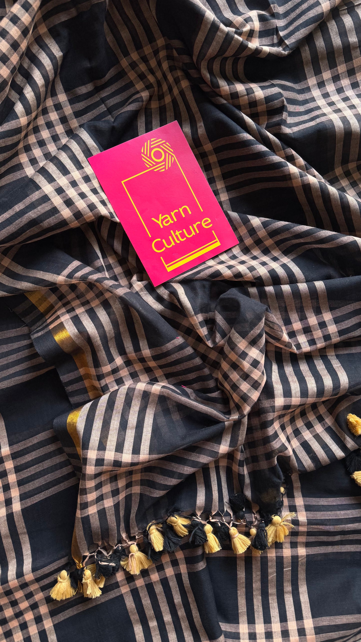 Black and cream checks, mul cotton - YCBCMCNO55