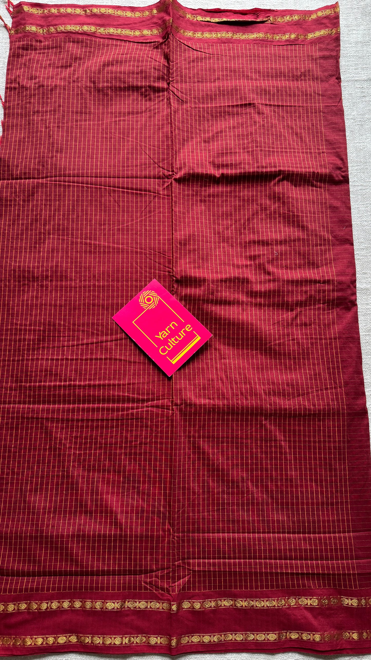 Maroon, arani checks, cotton silk - YCCOTNJUAR04