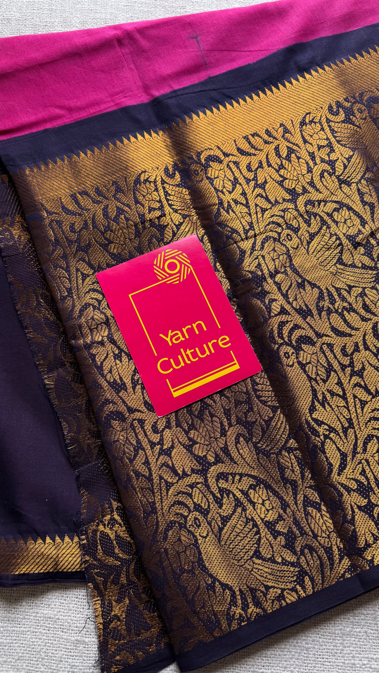 Hot pink with dark blue vanasringaram long border - madurai soft cotton - YCCOTNSEMS73