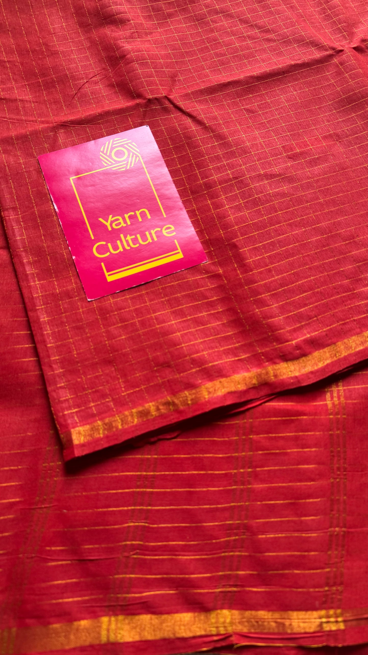 Chilli red mini kattam sungudi, madurai cotton - YCCOTNSEMS17