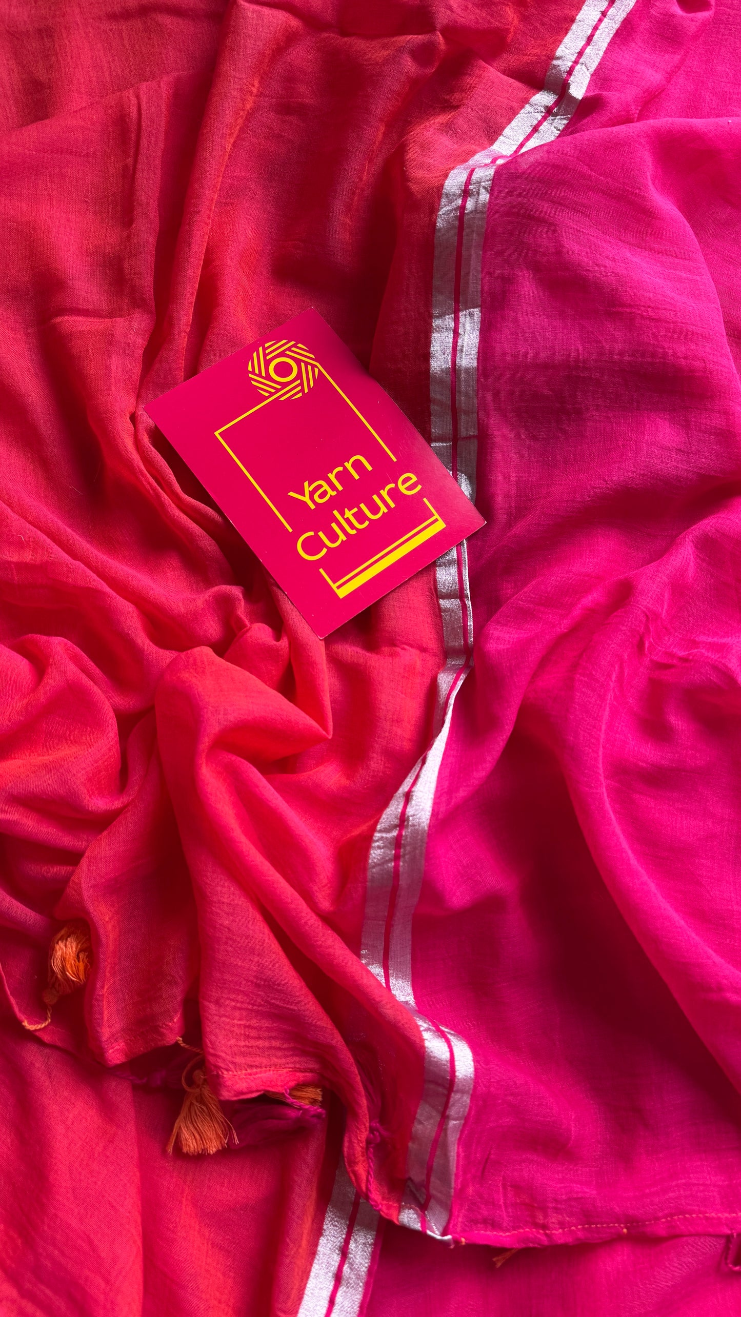 Hot pink with dual shade orangish pink, mul cotton YCBCMCM17