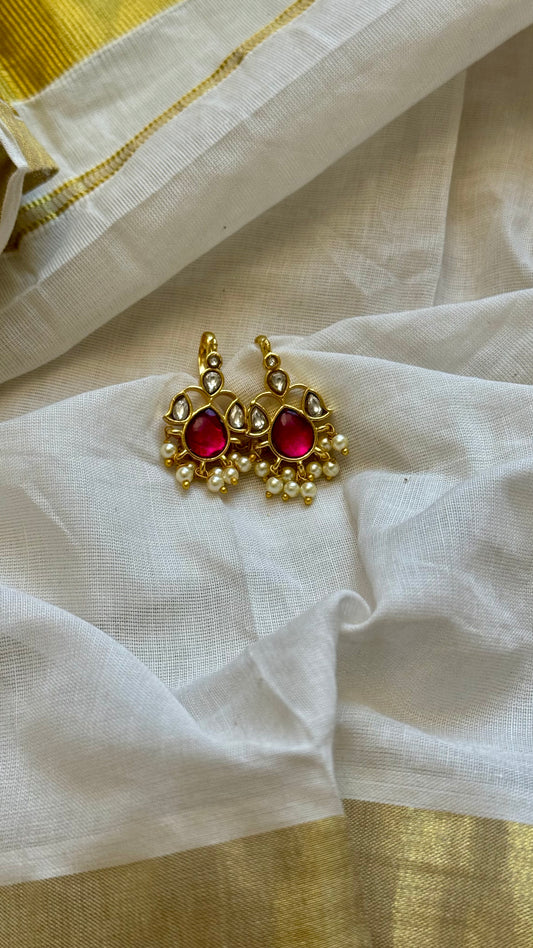 Bugadi clip-on (non pierced), ruby, white - YCGPBU683